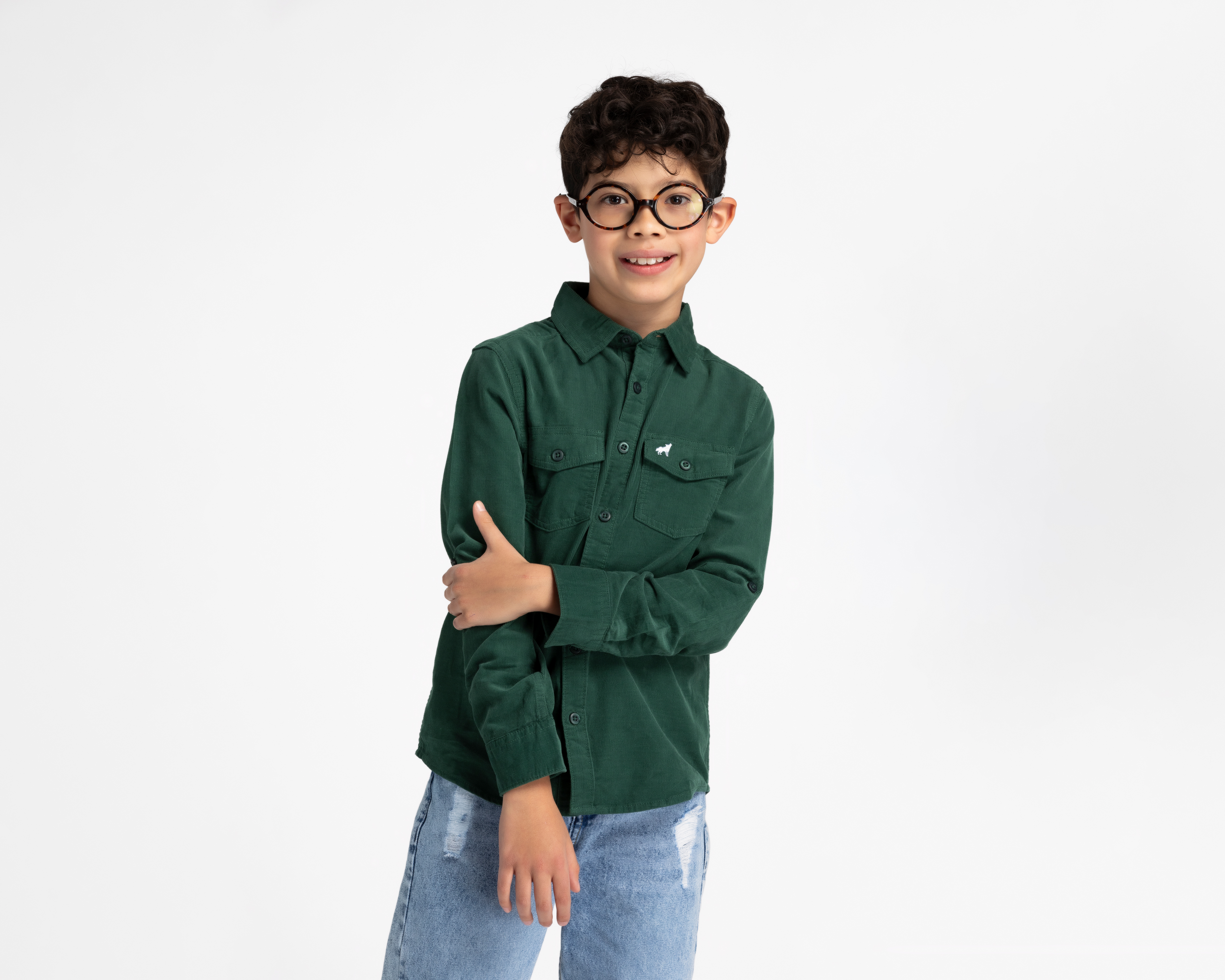 Camisa de Cuello Americano Verde Refill para Niño