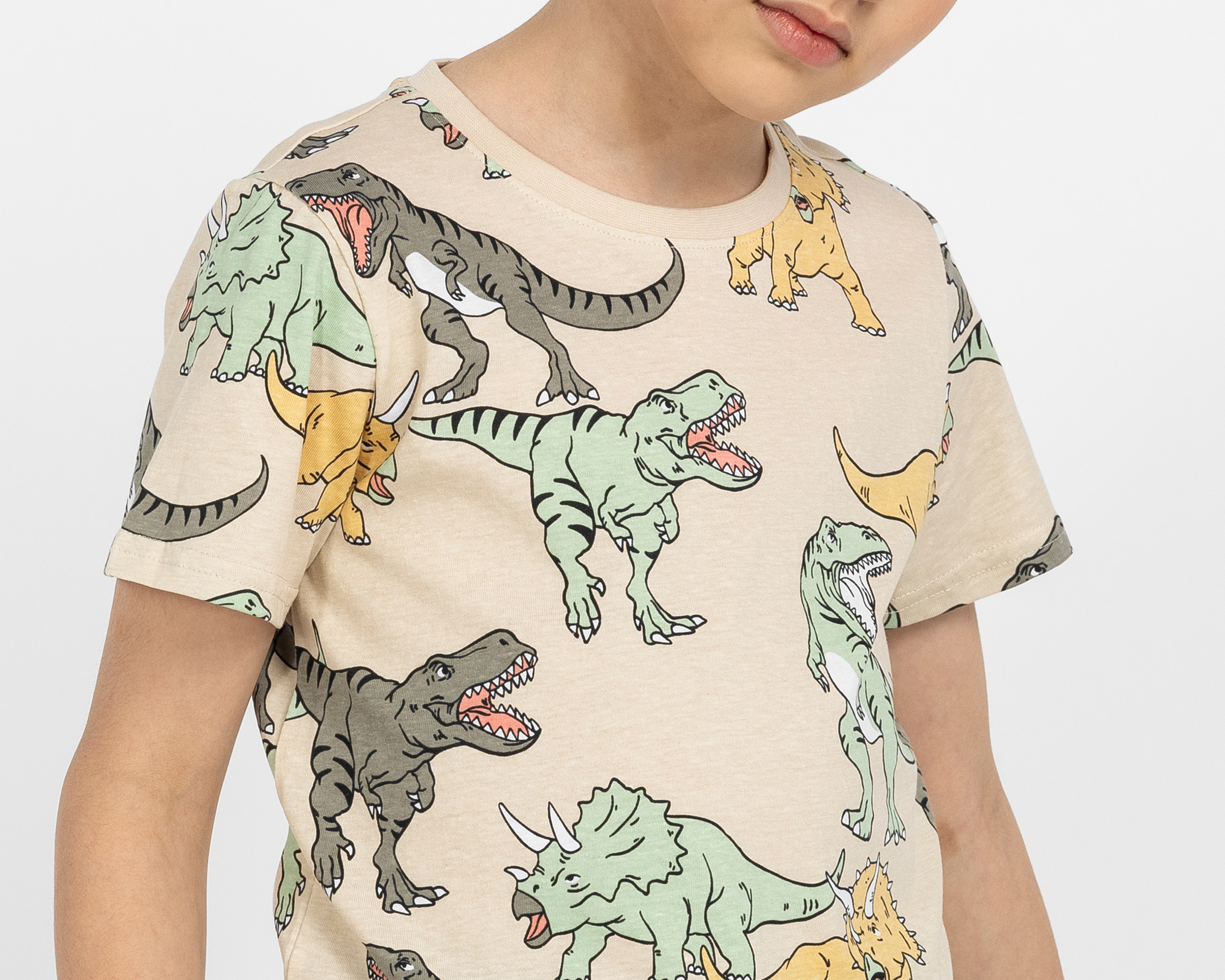 Foto 5 pulgar | Foto 4 | Playera de Cuello Redondo Beige Refill para Niño