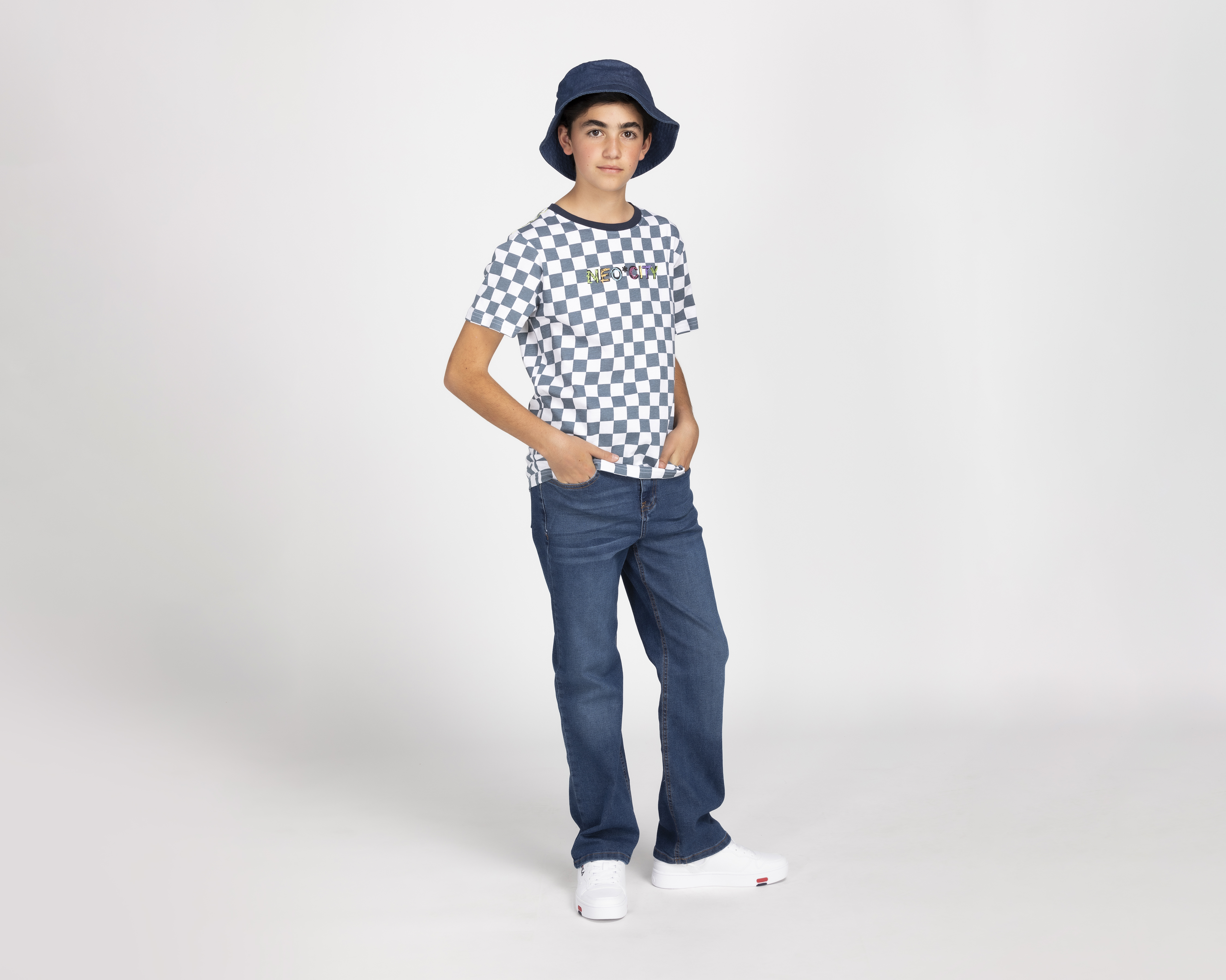 Foto 3 | Foto 3 | Playera Neo*City Manga Corta a Cuadros Juvenil