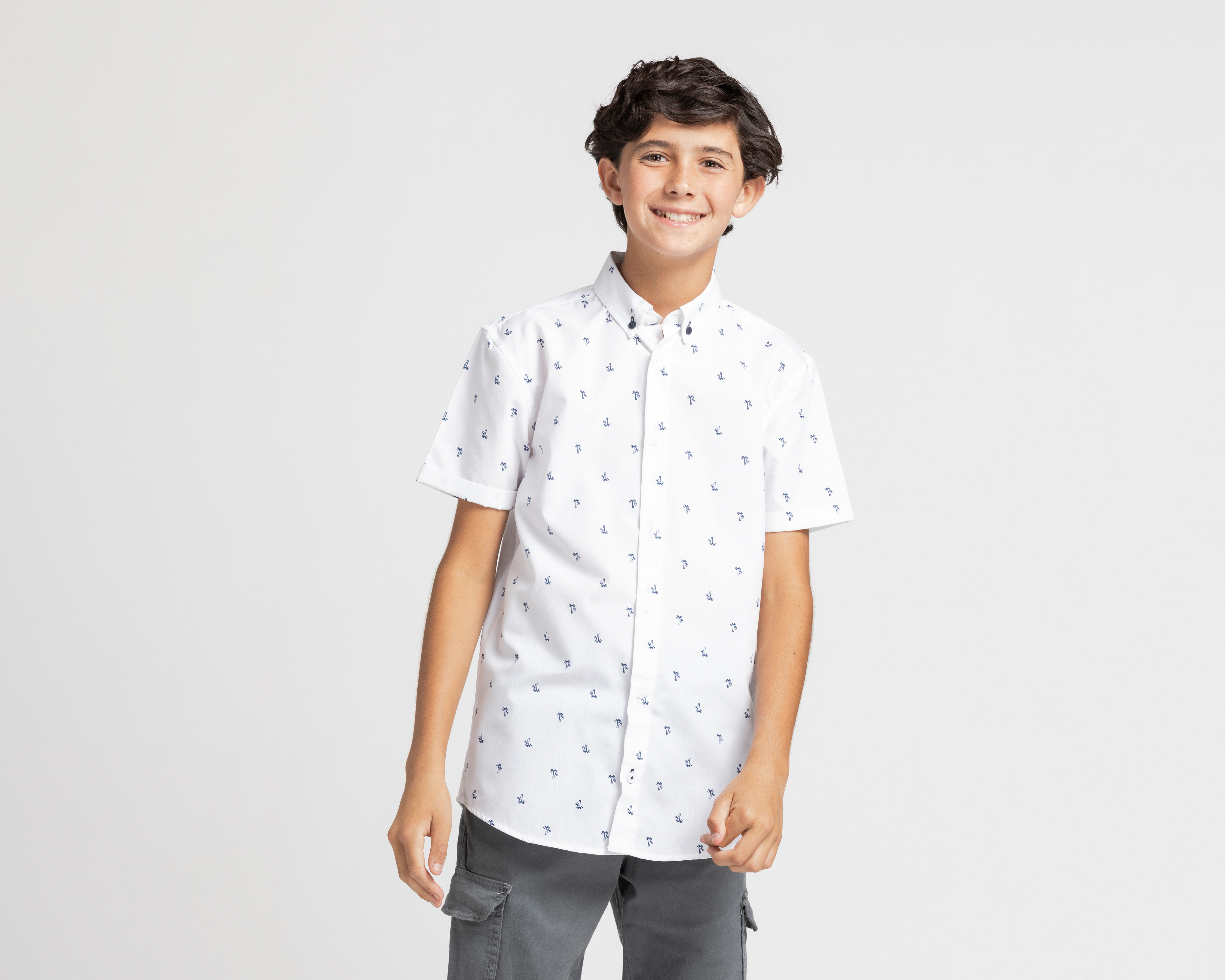 Camisa Refill Manga Corta con Palmeras Juvenil