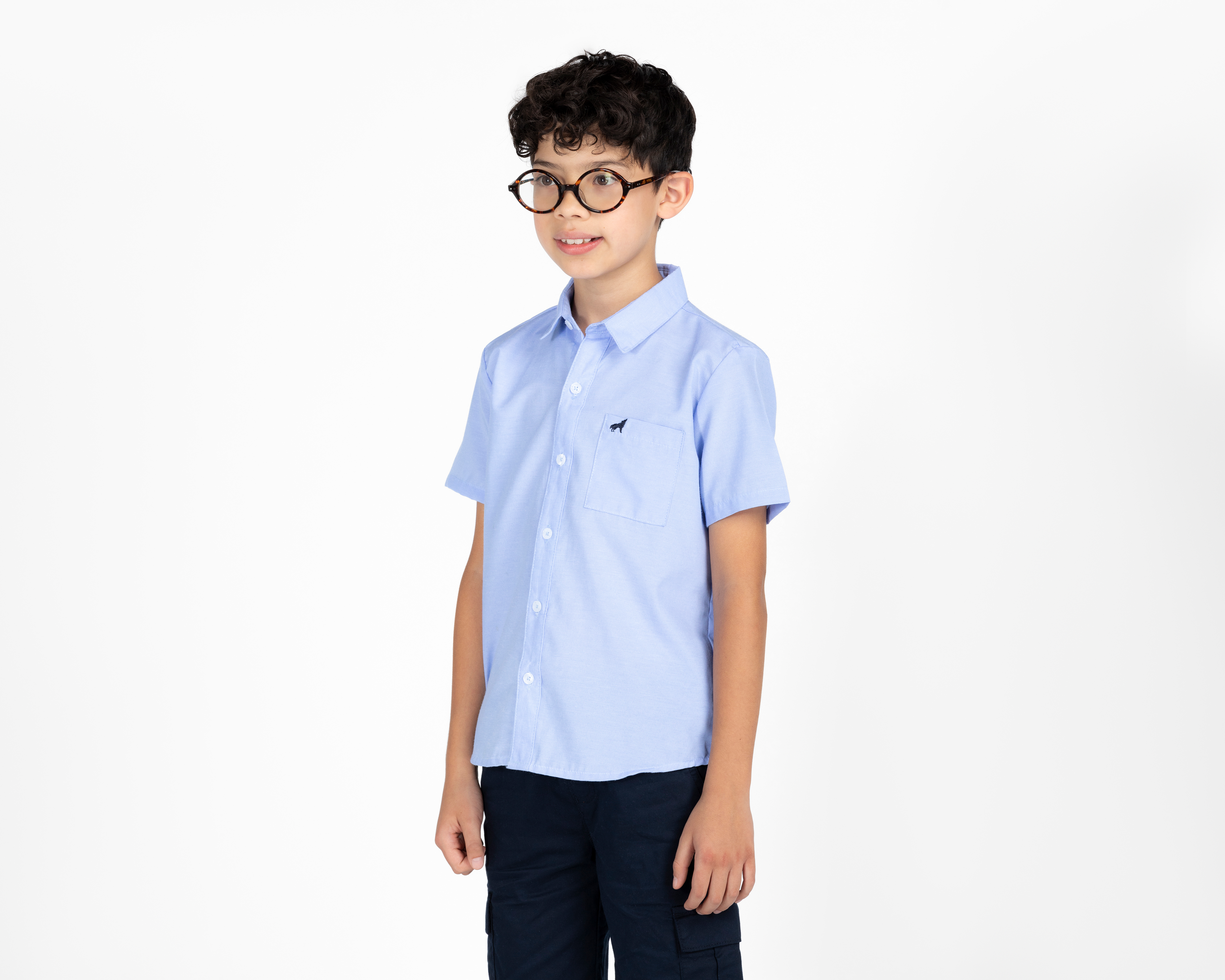 Camisa de Cuello Americano Azul Refill para Niño