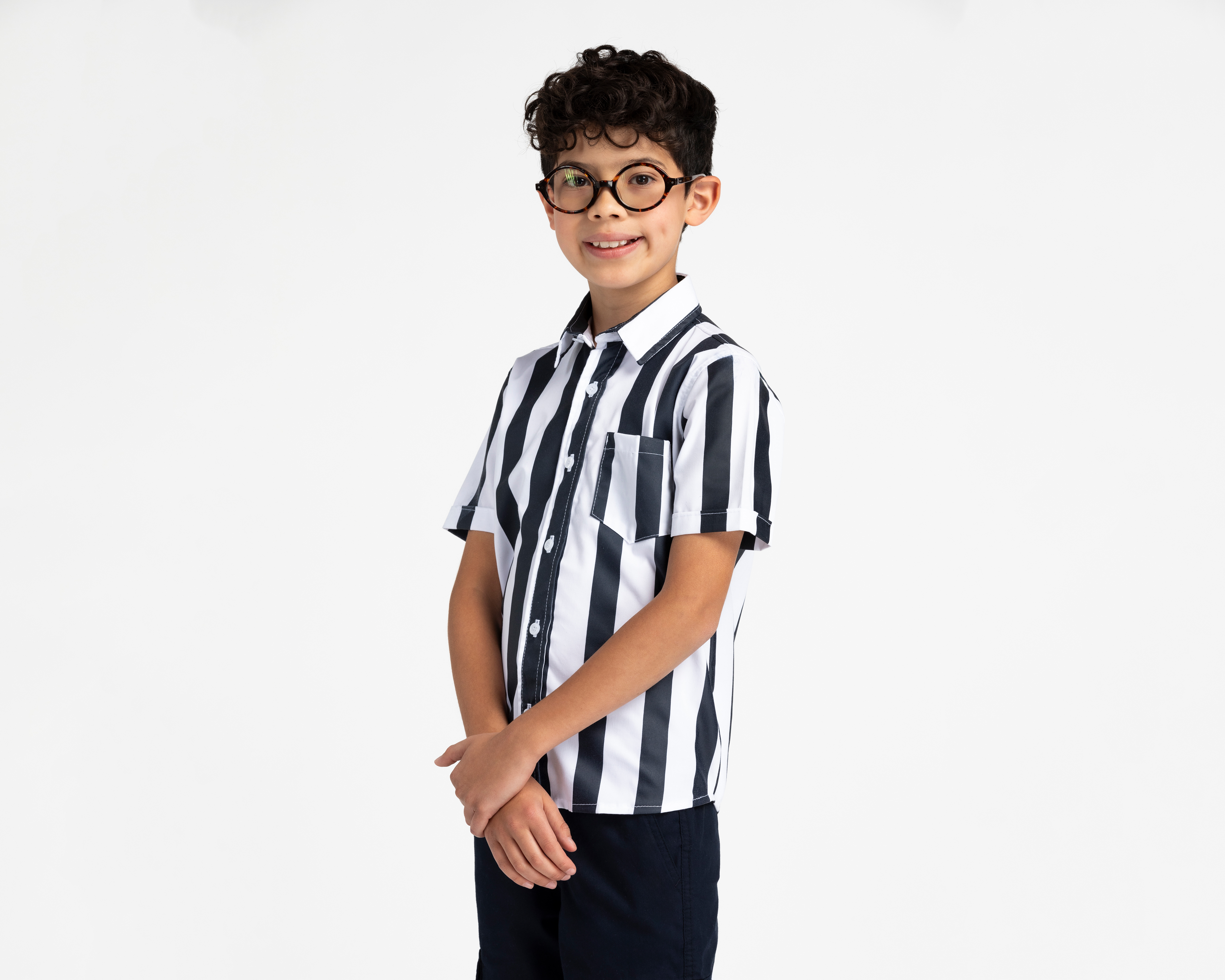 Foto 2 pulgar | Foto 1 | Camisa Refill Manga Corta a Rayas para Niño