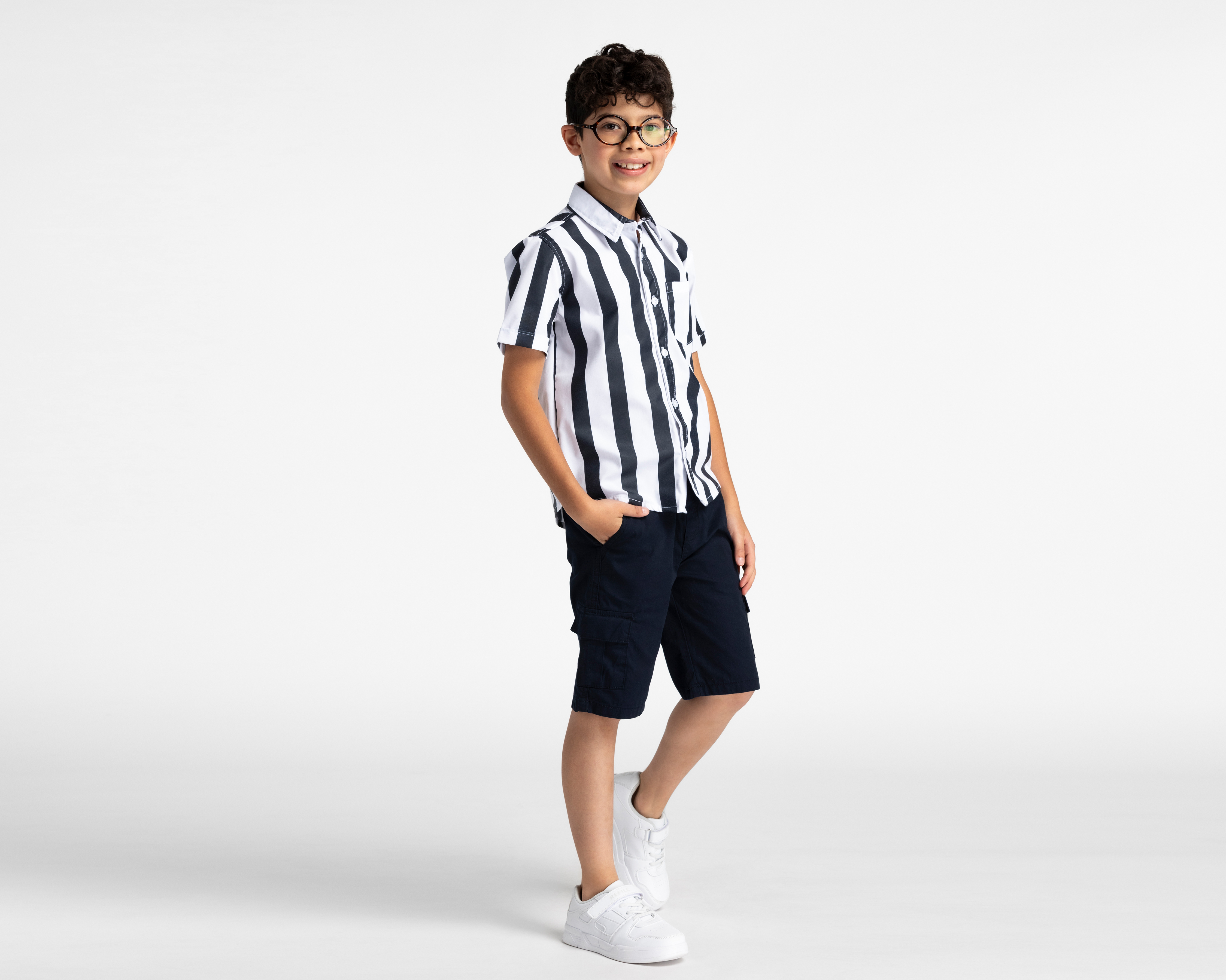 Foto 3 pulgar | Foto 2 | Camisa Refill Manga Corta a Rayas para Niño