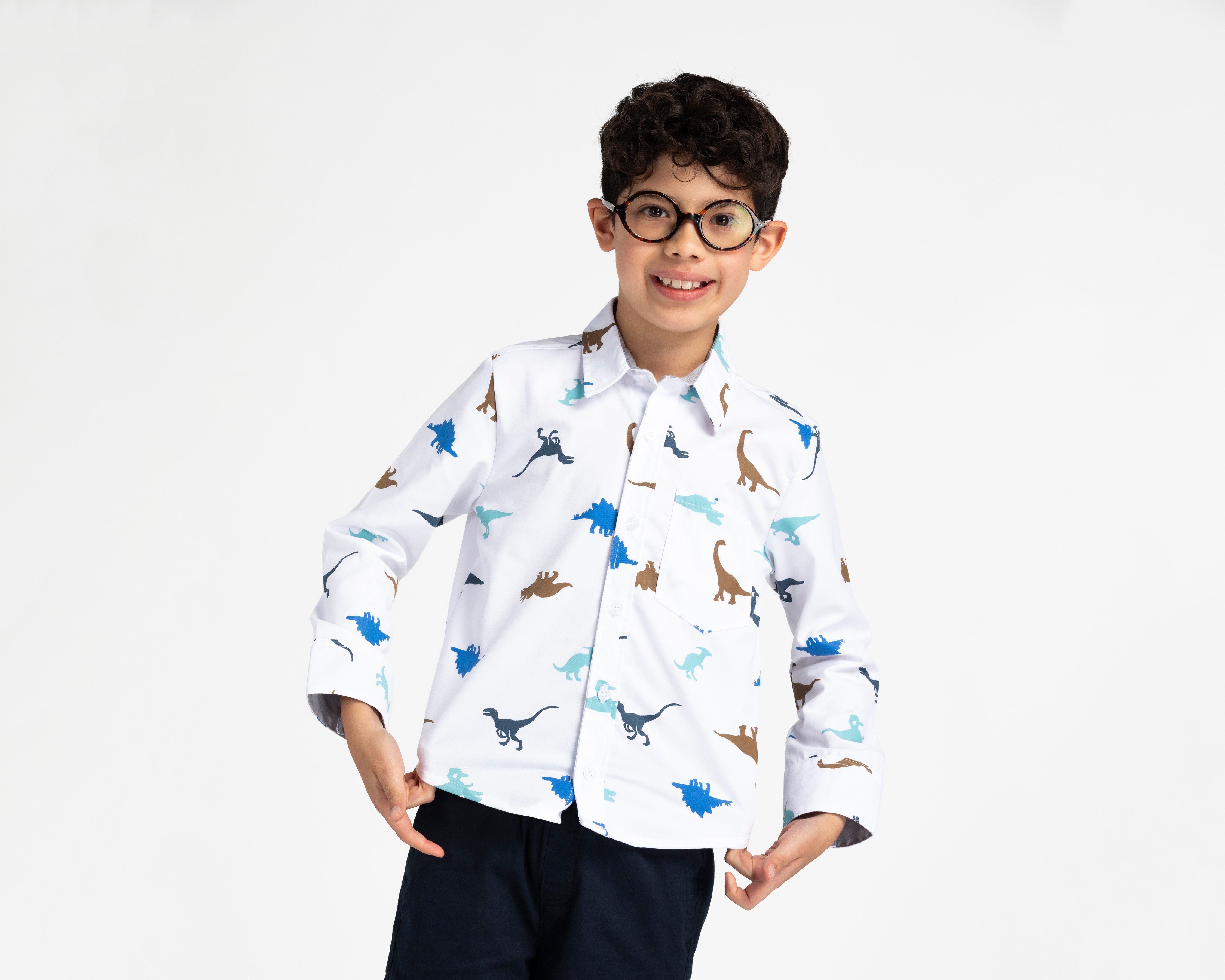 Camisa de Cuello Americano Blanco Refill para Niño