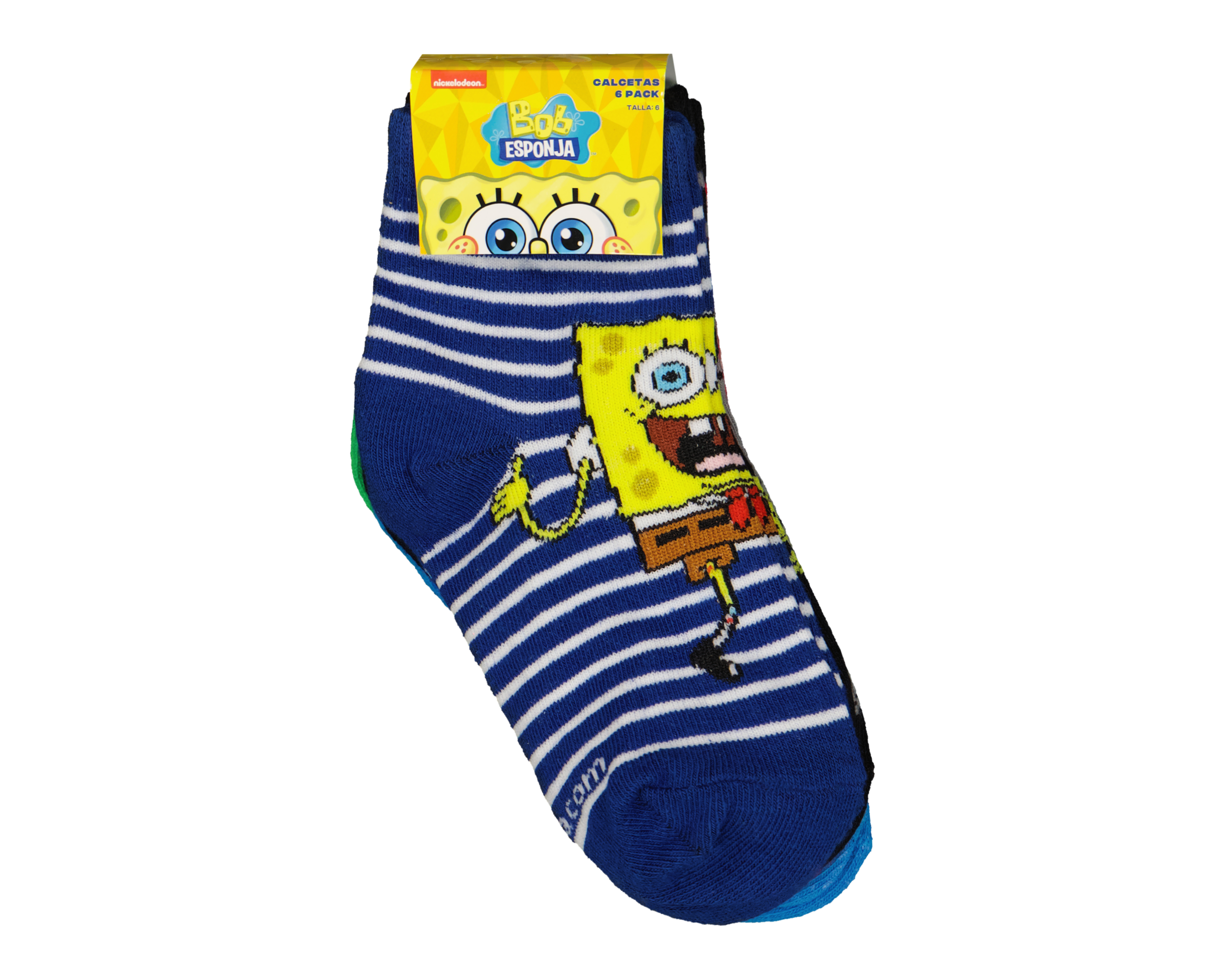 Foto 4 pulgar | Foto 3 | Calcetas Tines Bob Esponja para Niño 6 Pares