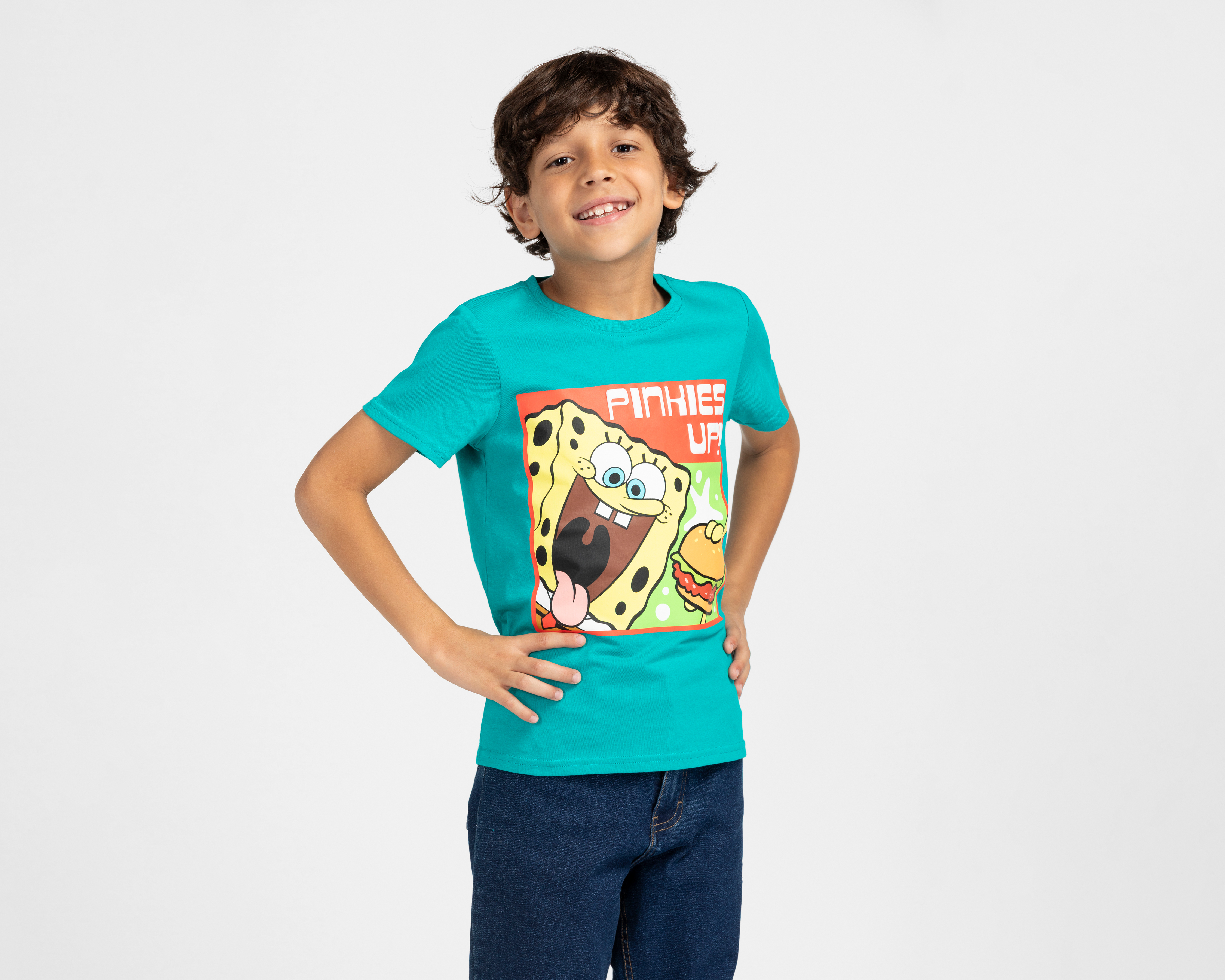 Playera de Cuello Redondo Azul Bob Esponja para Niño