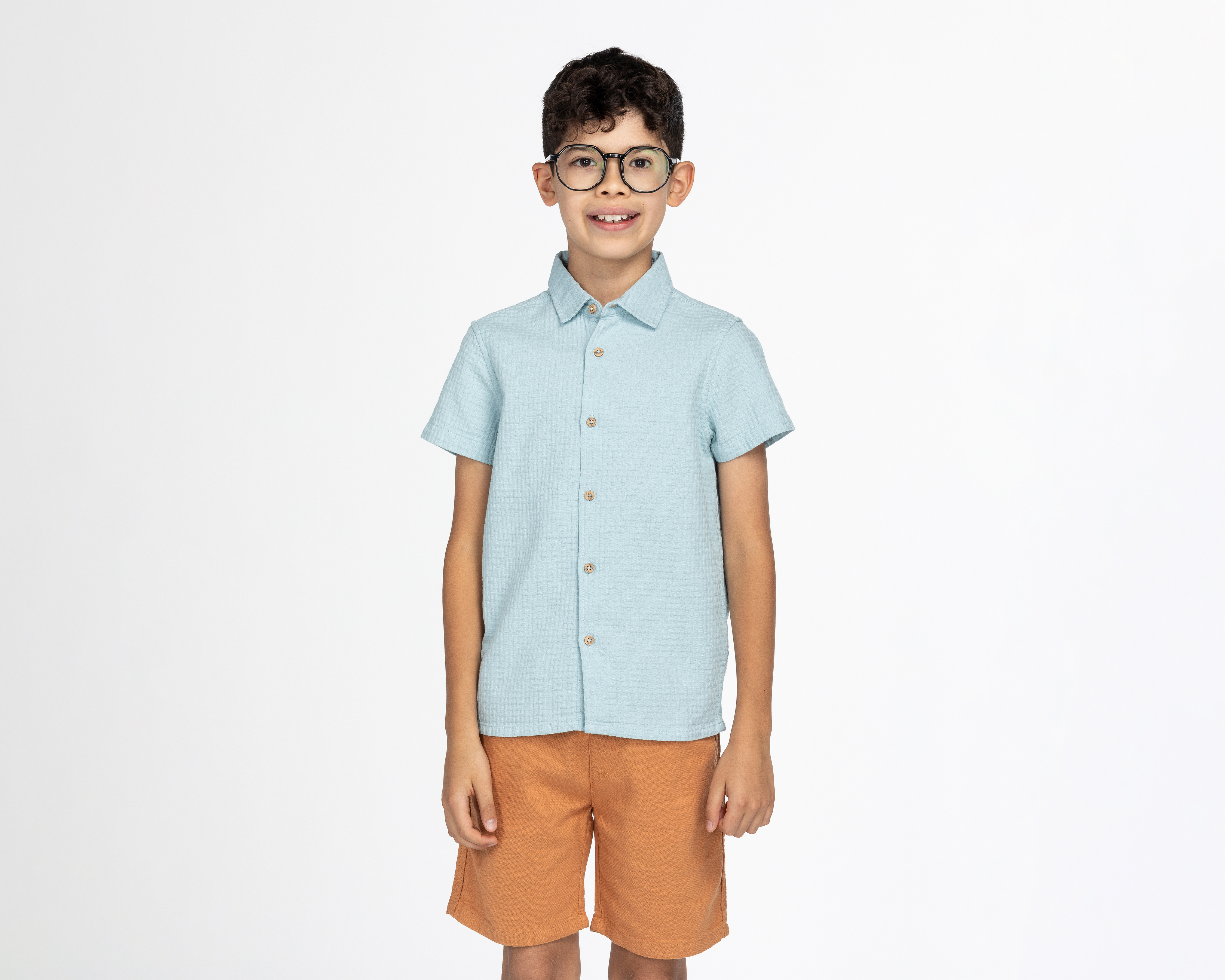 Camisa Refill Manga Corta Azul para Niño