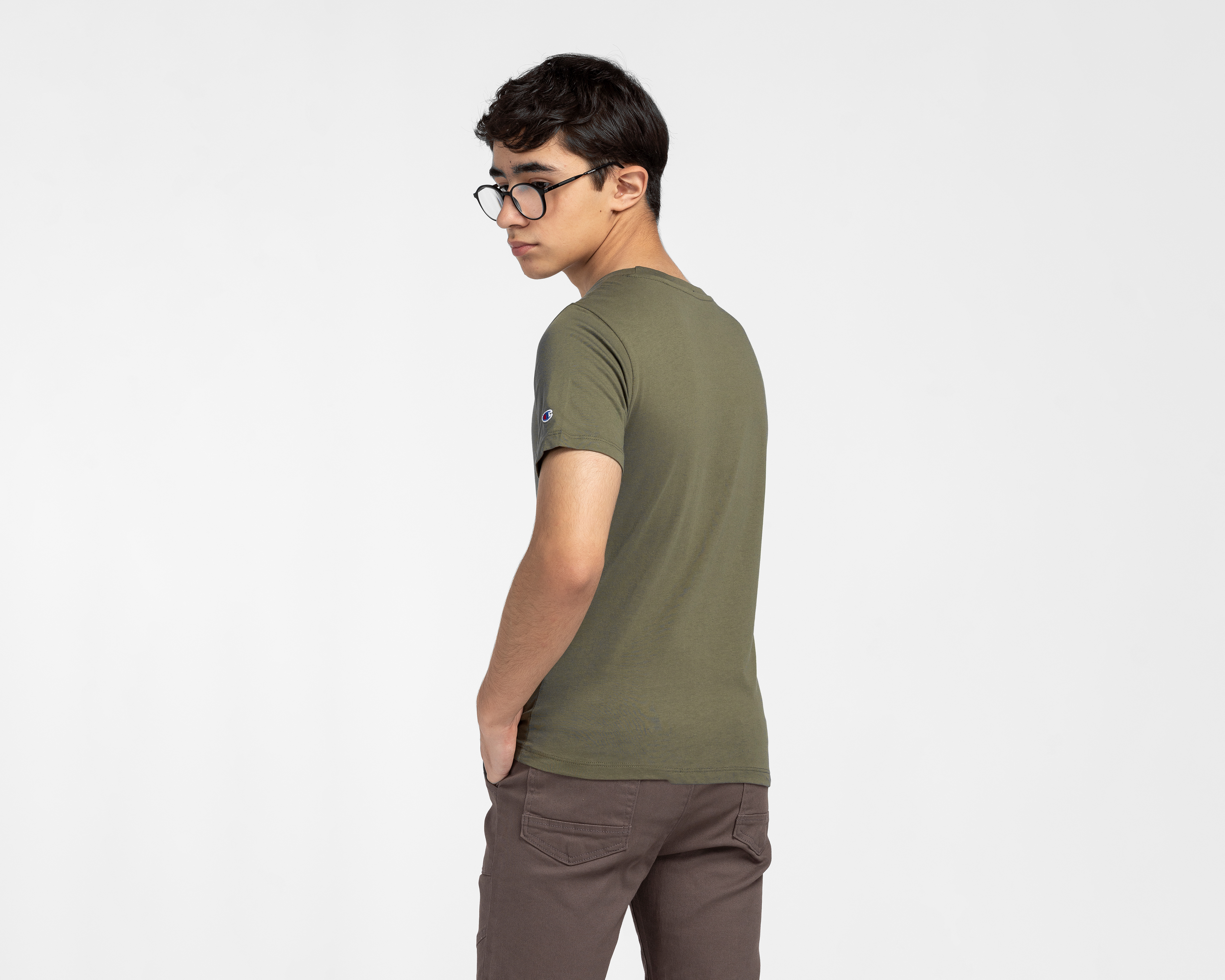 Foto 4 pulgar | Foto 3 | Playera de Cuello Redondo Verde Champion Juvenil