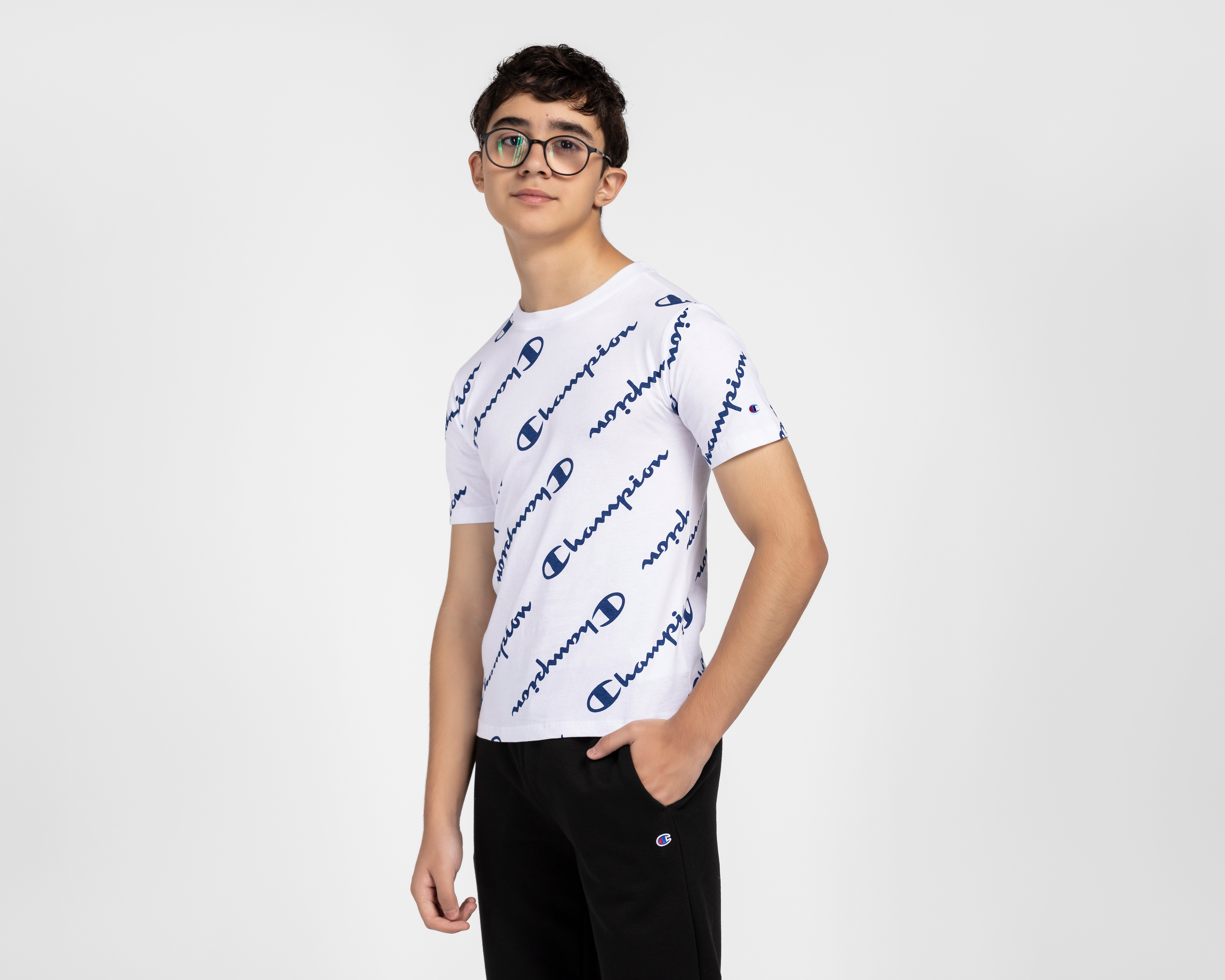 Playera de Cuello Redondo Blanca Champion para Niño