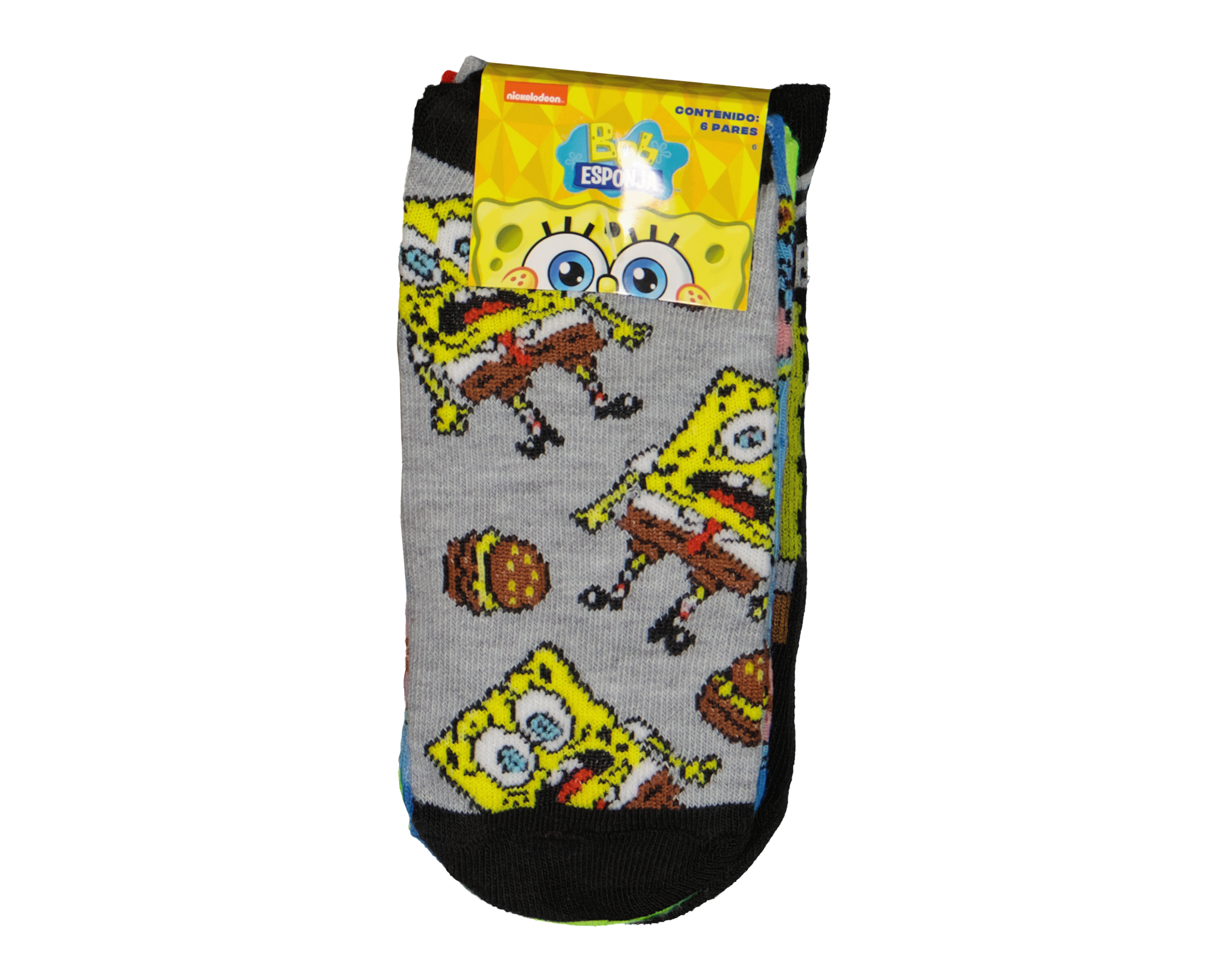Foto 3 | Foto 3 | Calcetas Bob Esponja para Niño 6 Pares