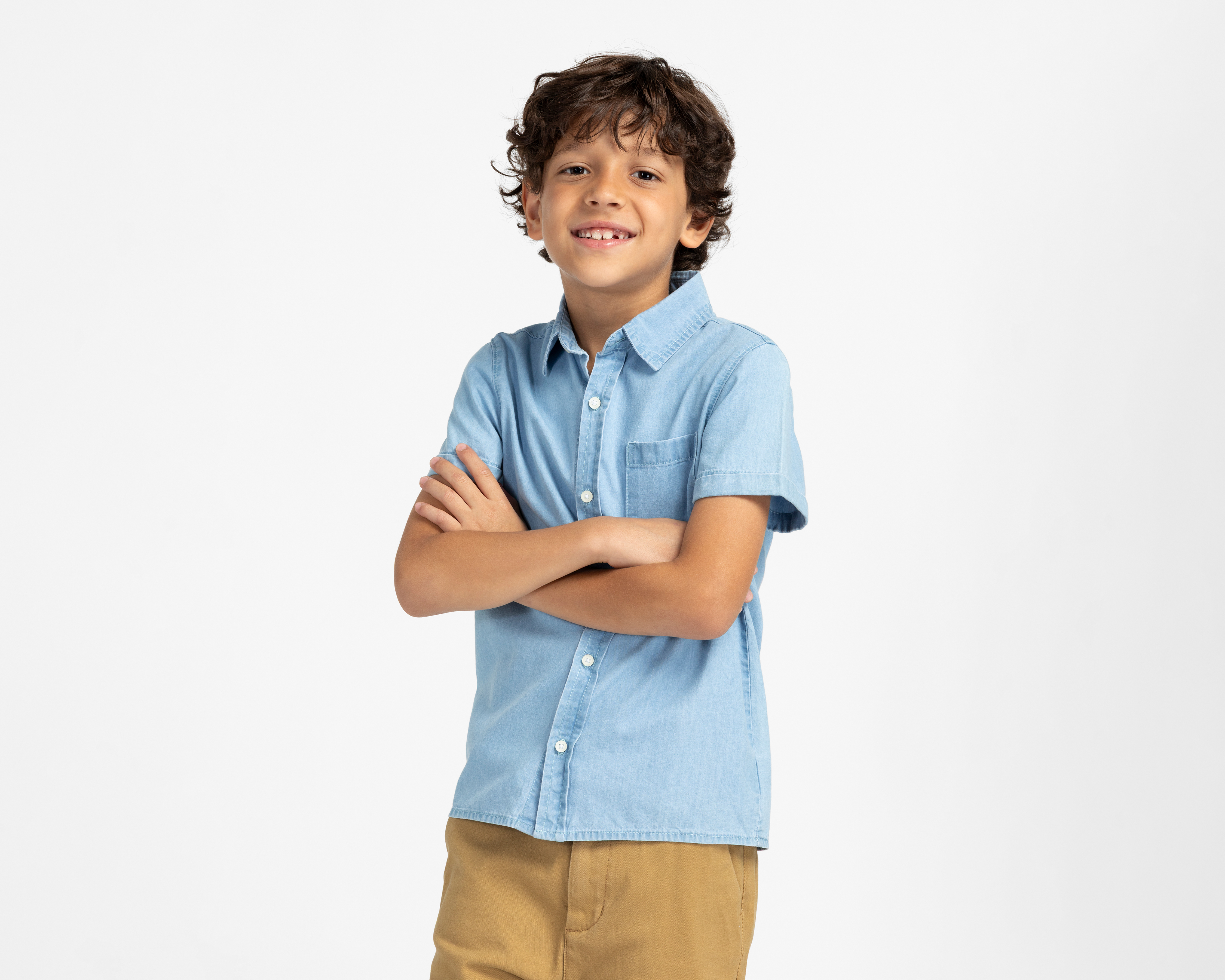 Foto 2 pulgar | Foto 1 | Camisa Cuello Americano Azul Refill para Niño