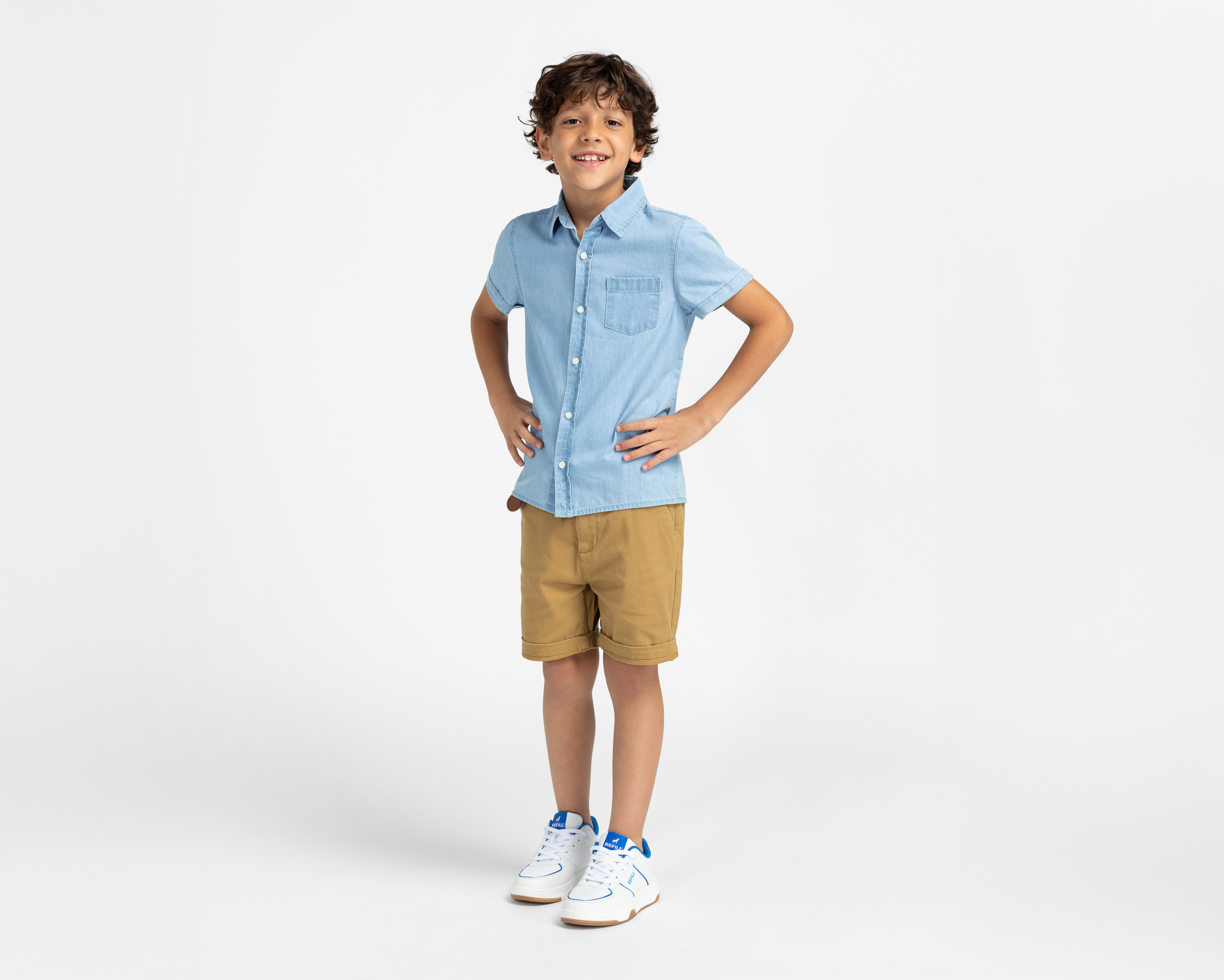 Foto 3 pulgar | Foto 2 | Camisa Cuello Americano Azul Refill para Niño