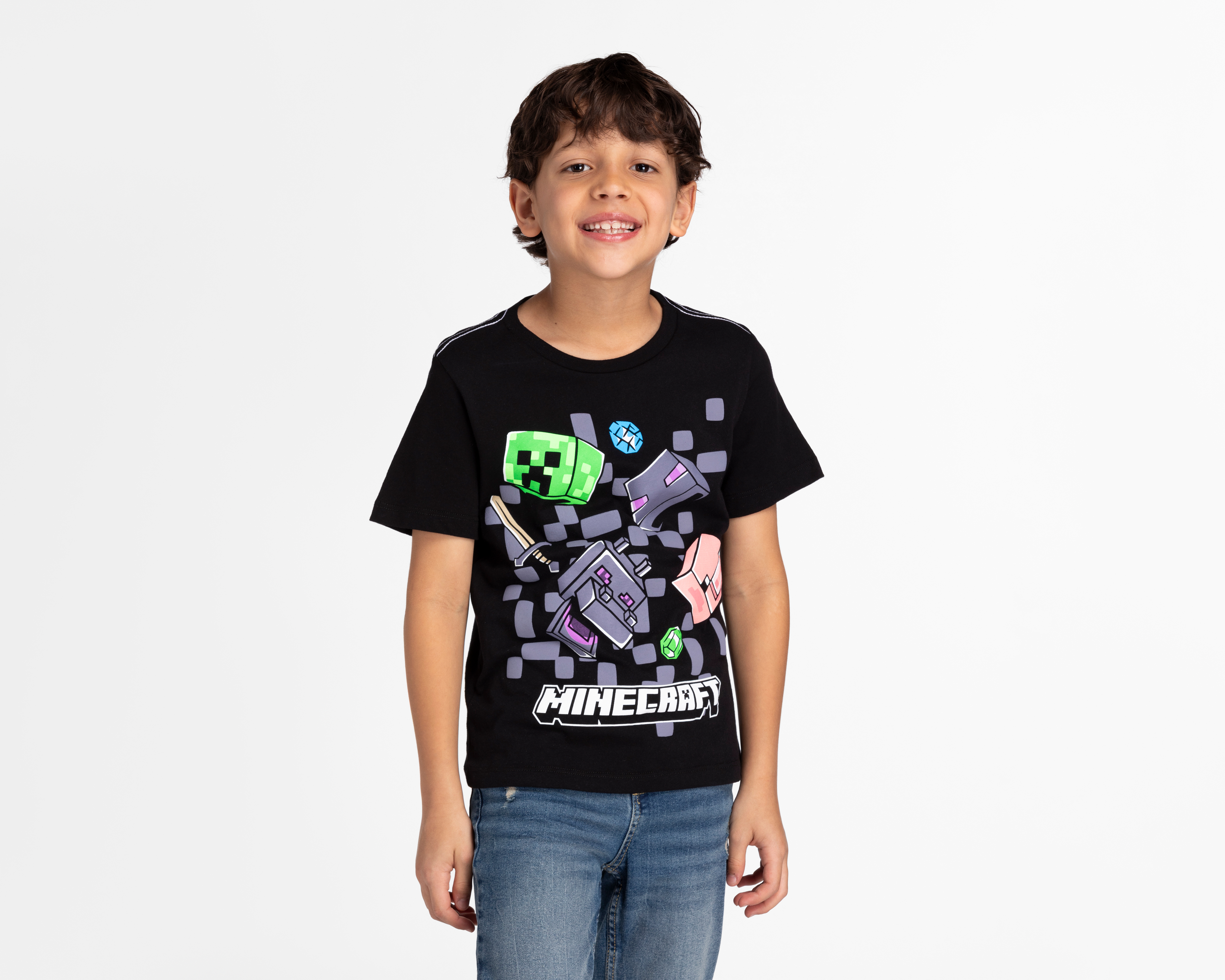 Playera Minecraft Manga Corta Estampada para Niño