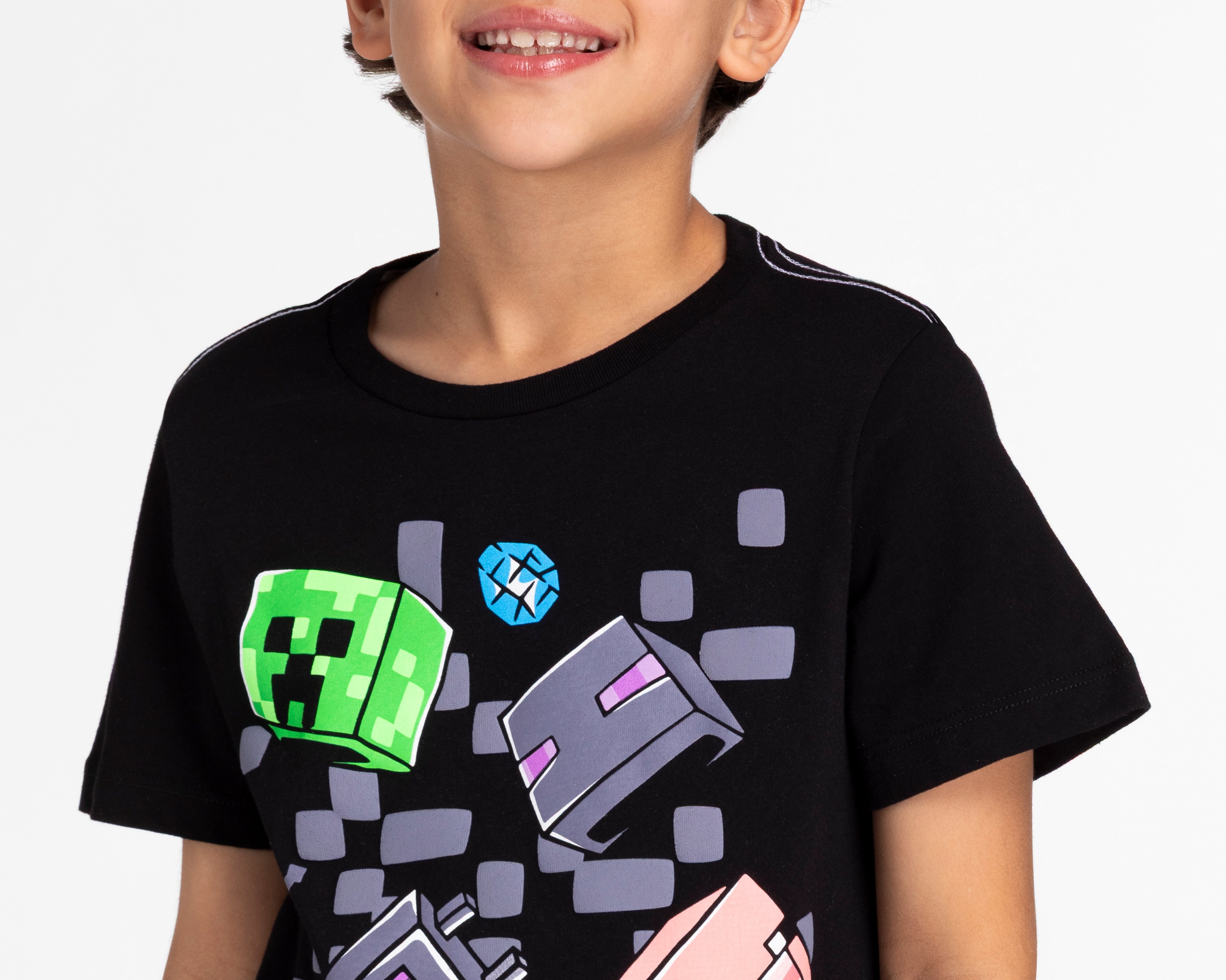 Foto 4 pulgar | Foto 3 | Playera Minecraft Manga Corta Estampada para Niño