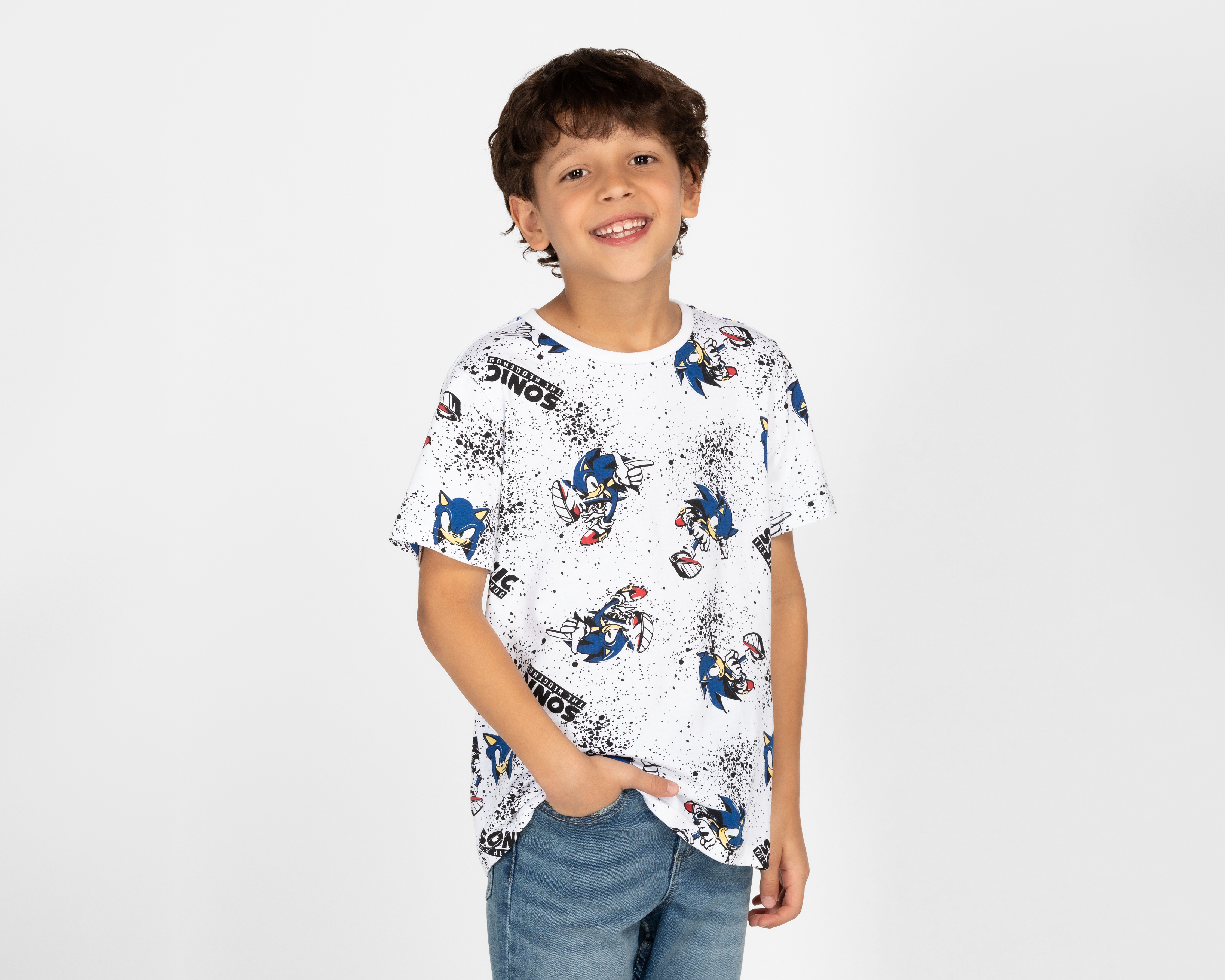 Foto 2 pulgar | Foto 1 | Playera Sonic Manga Corta Estampada para Niño