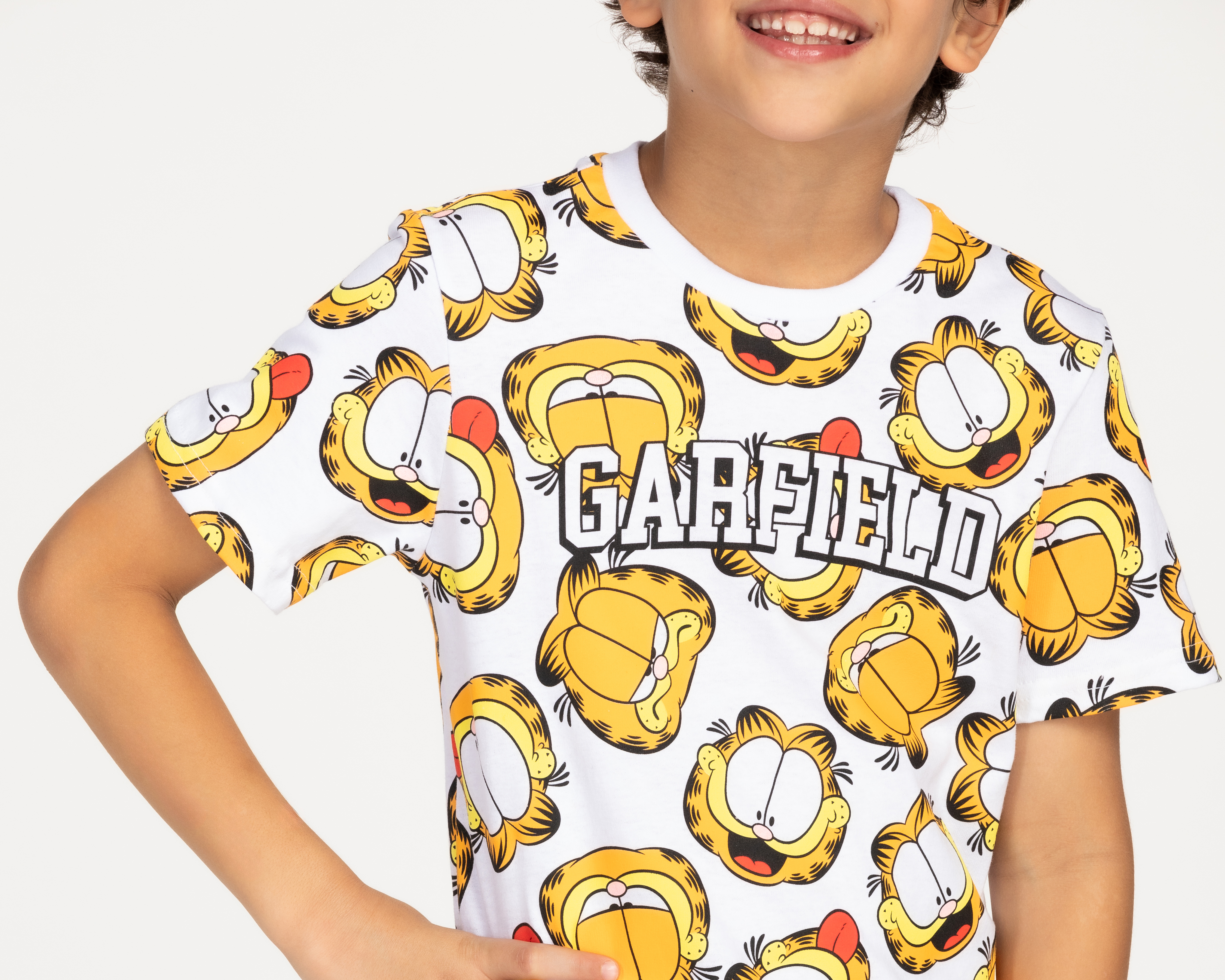 Foto 3 | Foto 3 | Playera Garfield Manga Corta Estampada para Niño