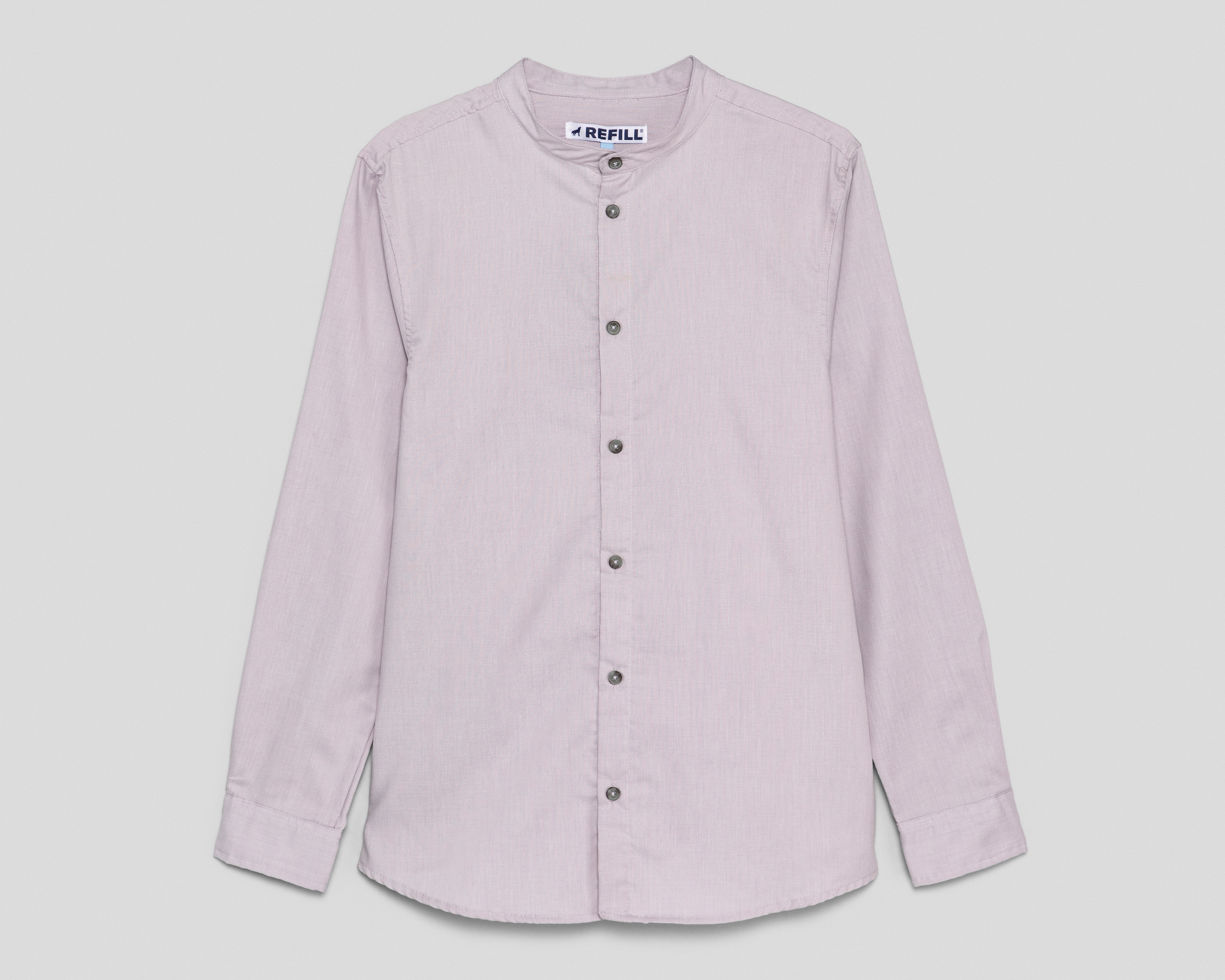Camisa Cuello Mao Gris Refill Juvenil