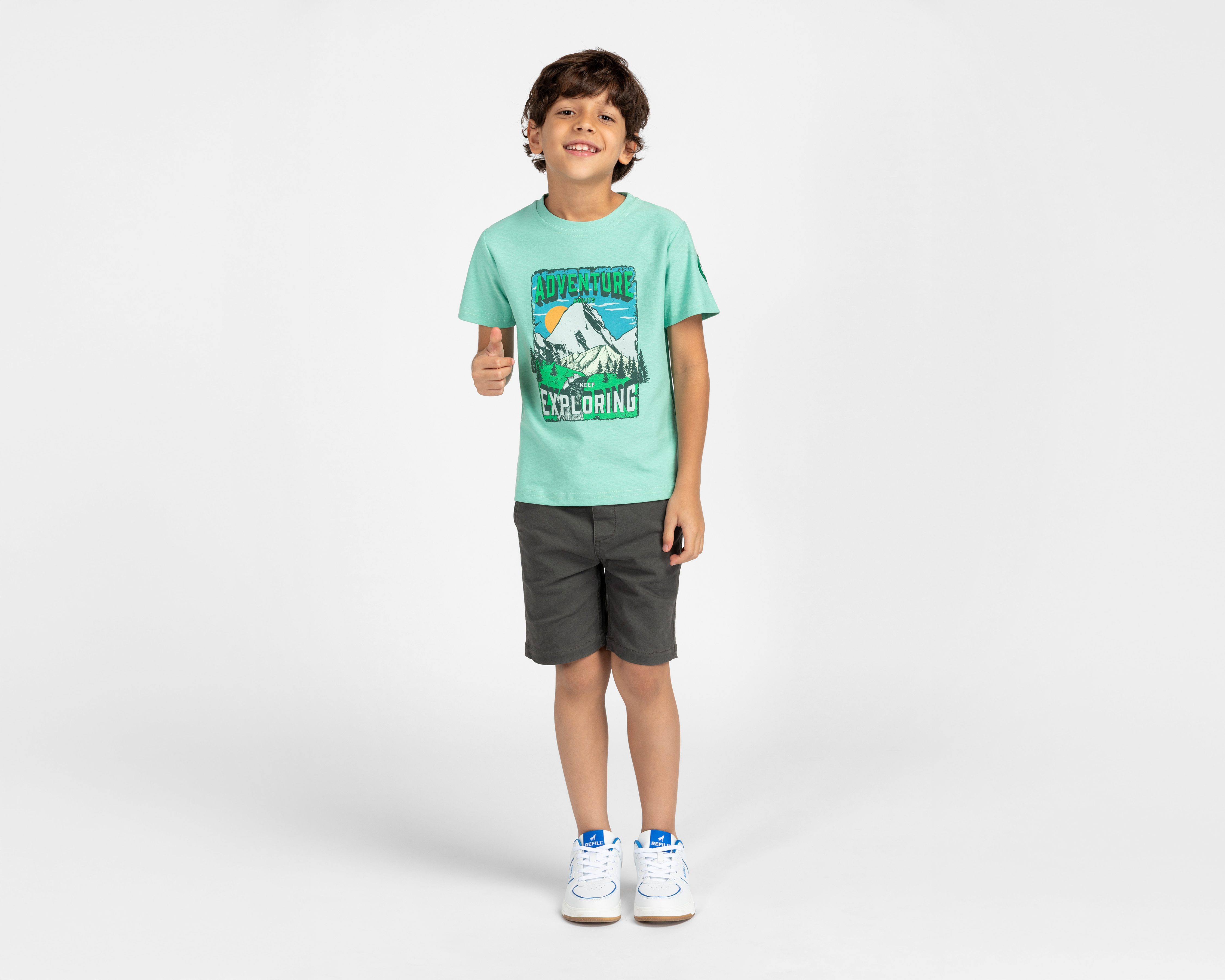 Foto 2 | Foto 2 | Playera de Cuello Redondo Verde Refill para Niño