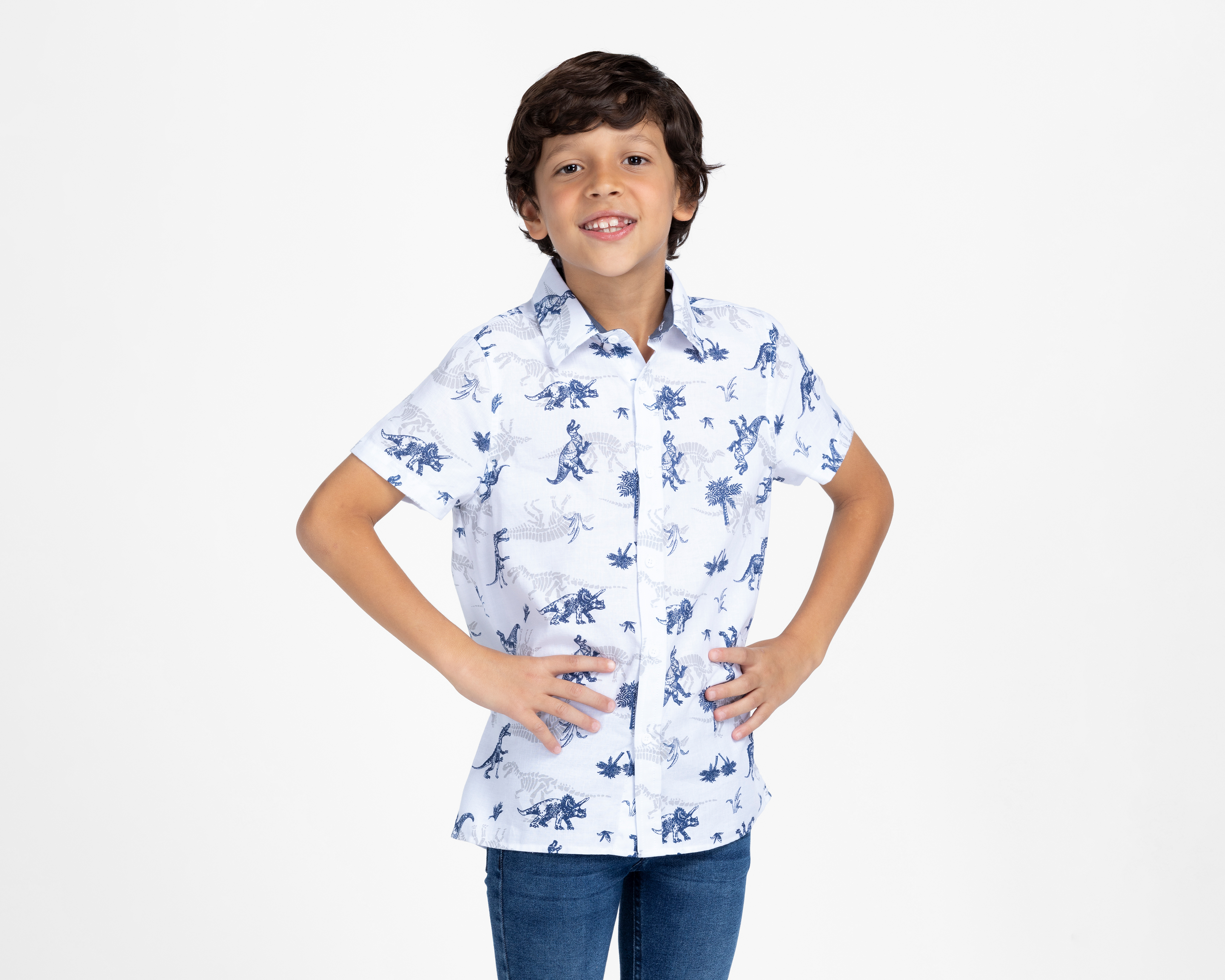 Camisa de Cuello Americano Blanca Refill para Niño