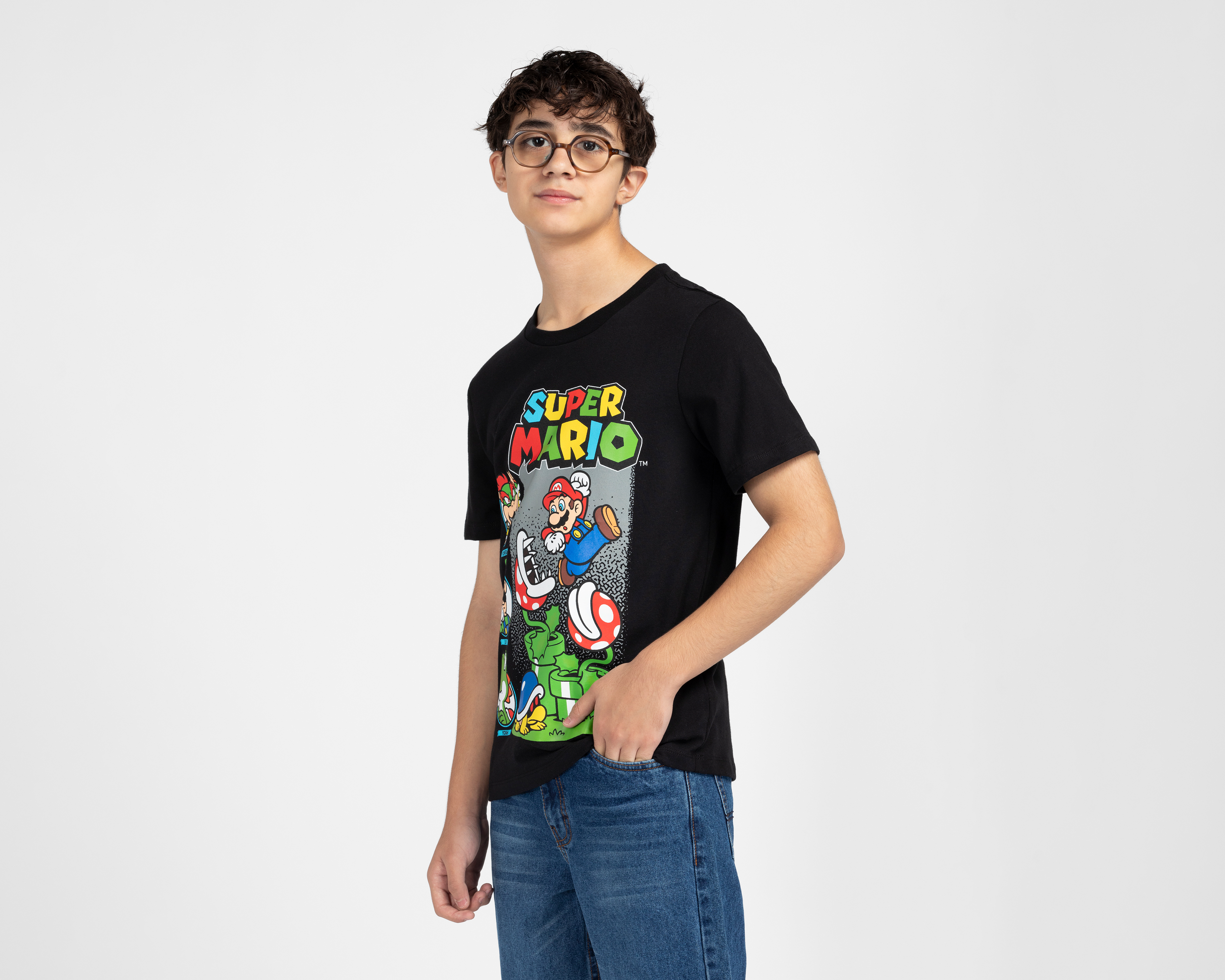 Foto 2 pulgar | Foto 1 | Playera Mario Bros Manga Corta Estampada Juvenil