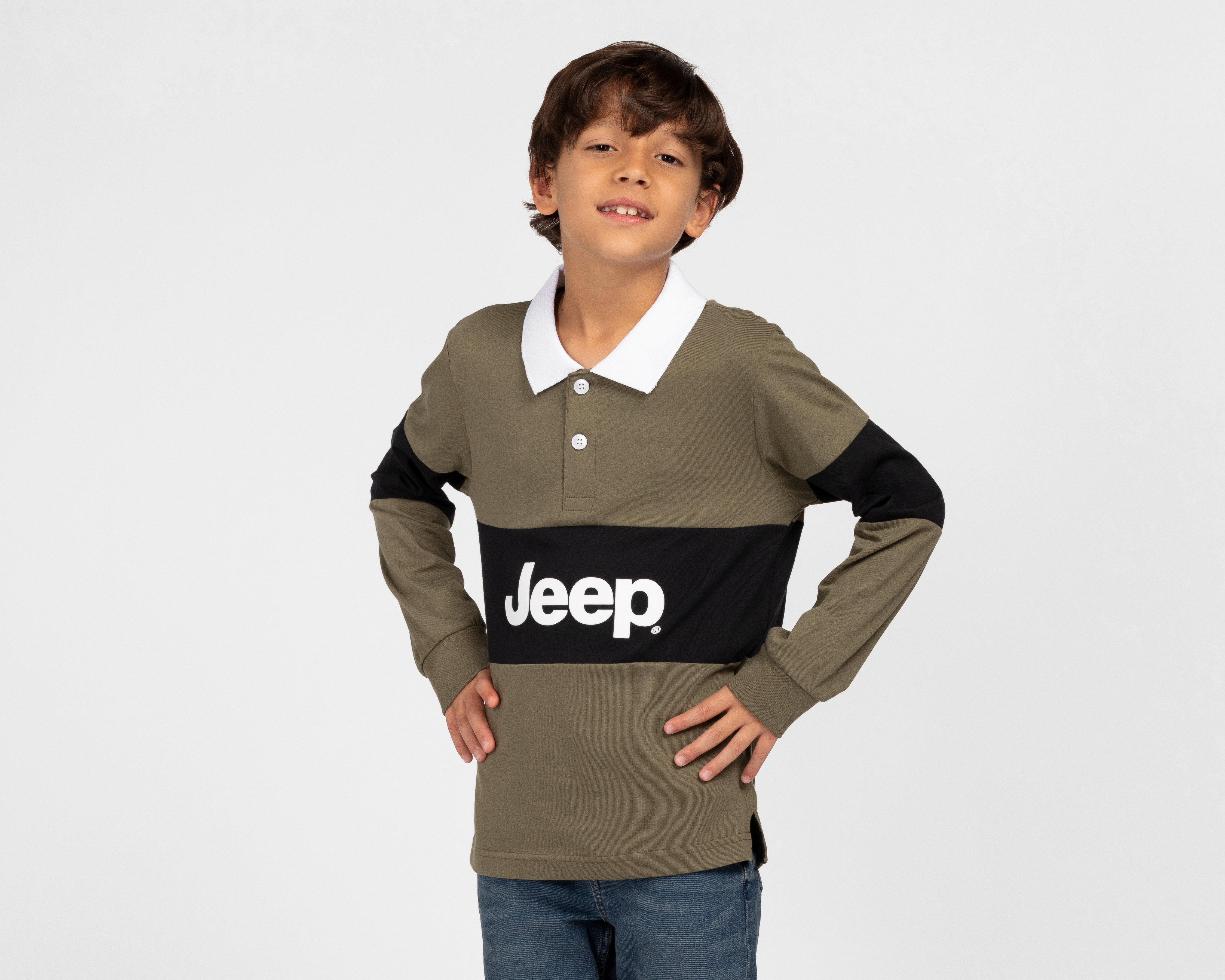 Foto 1 | Foto 1 | Playera Polo Jeep Manga Larga Verde Juvenil