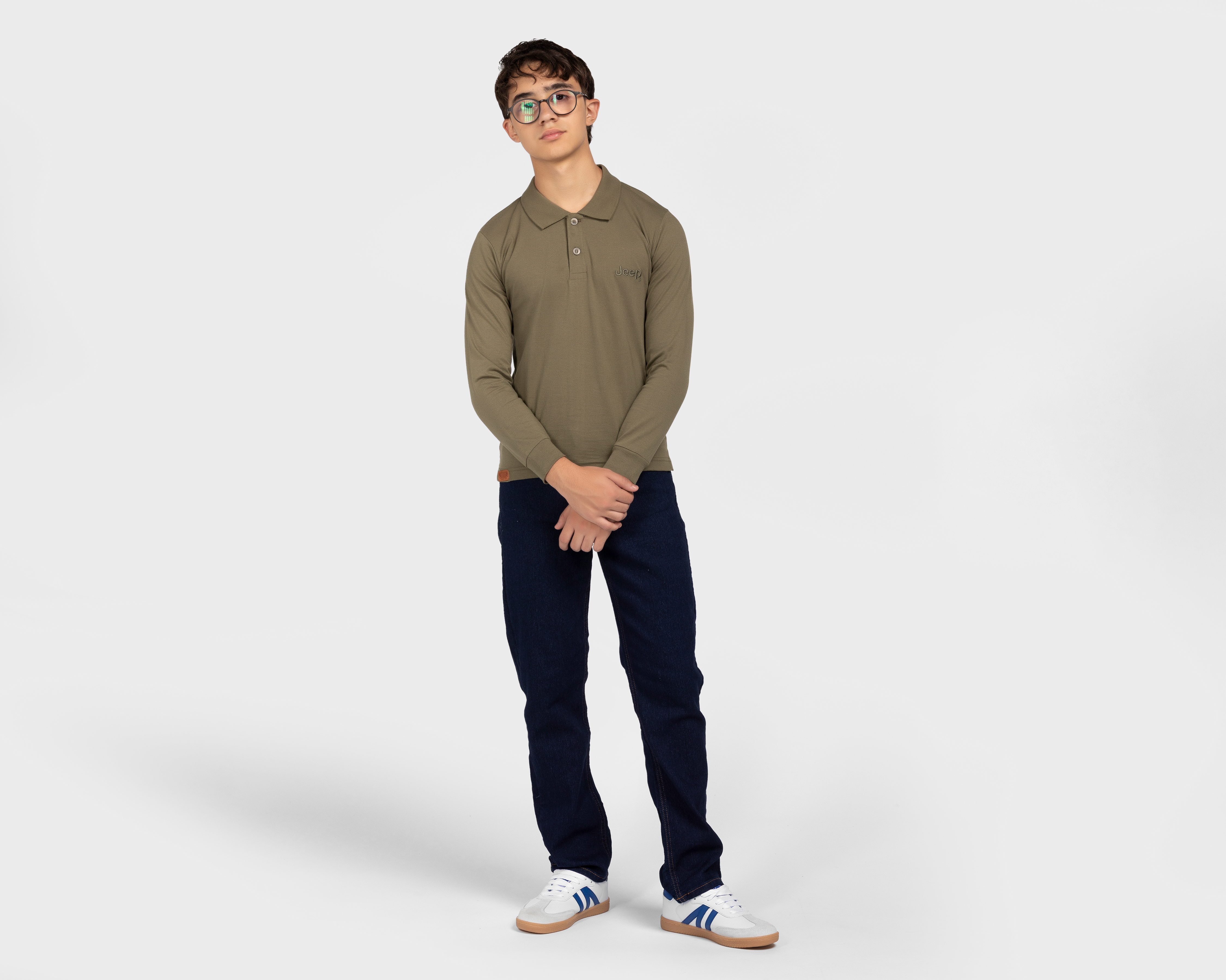 Foto 4 pulgar | Foto 2 | Playera Polo Jeep Manga Larga Verde Juvenil