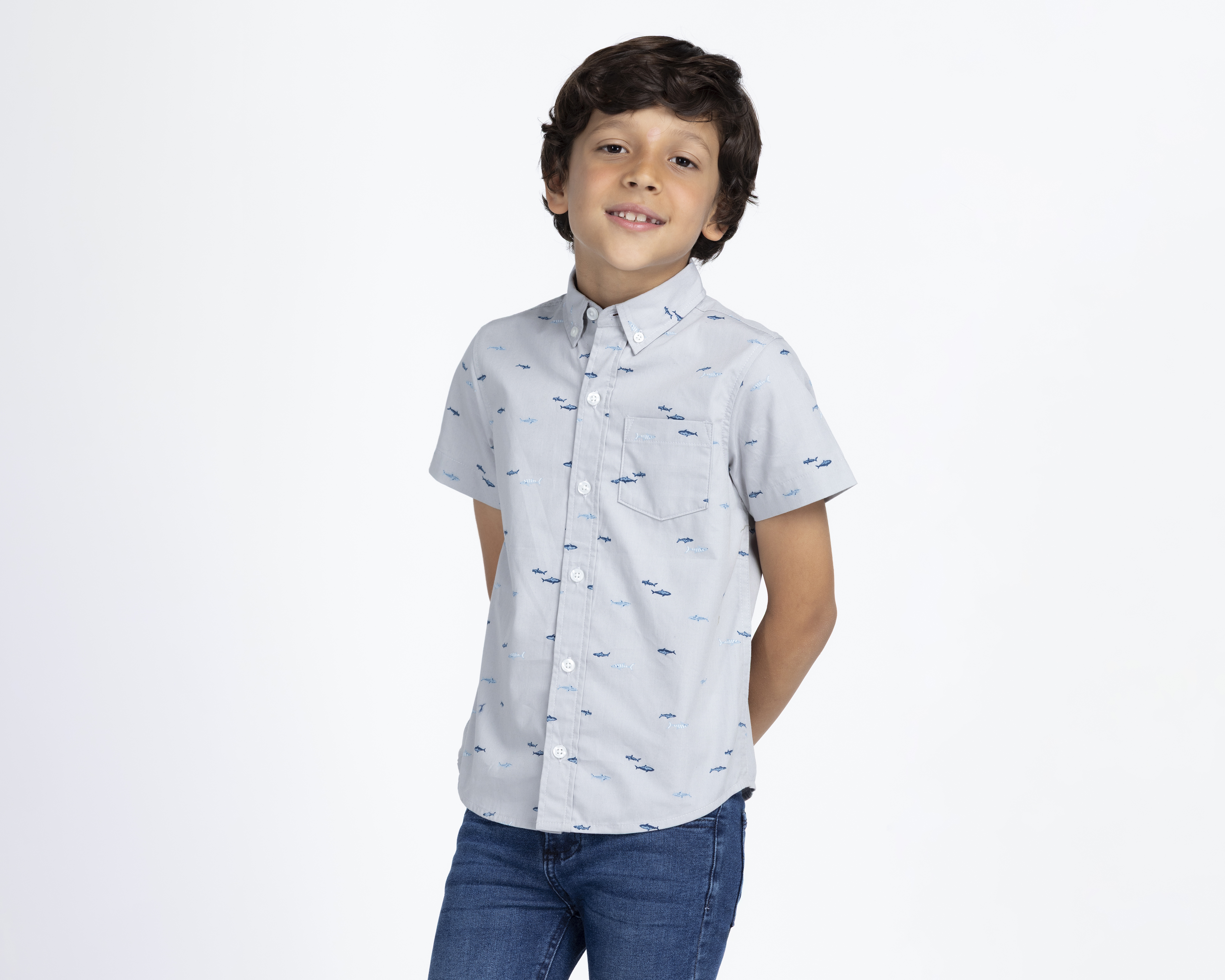 Foto 2 pulgar | Foto 1 | Camisa de Cuello Americano Azul Refill para Niño