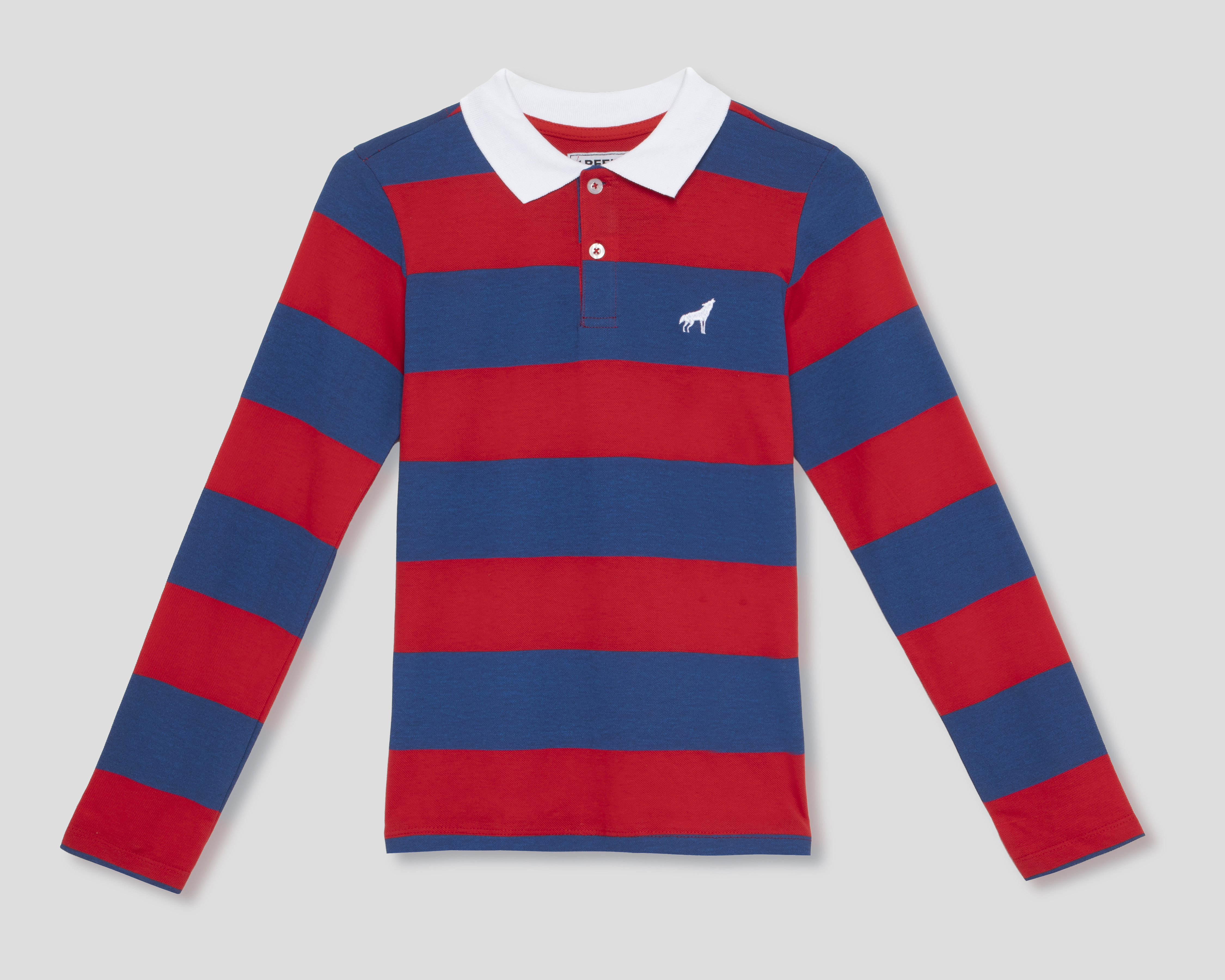 Playera Polo Refill Manga Larga Roja y Azul para Niño