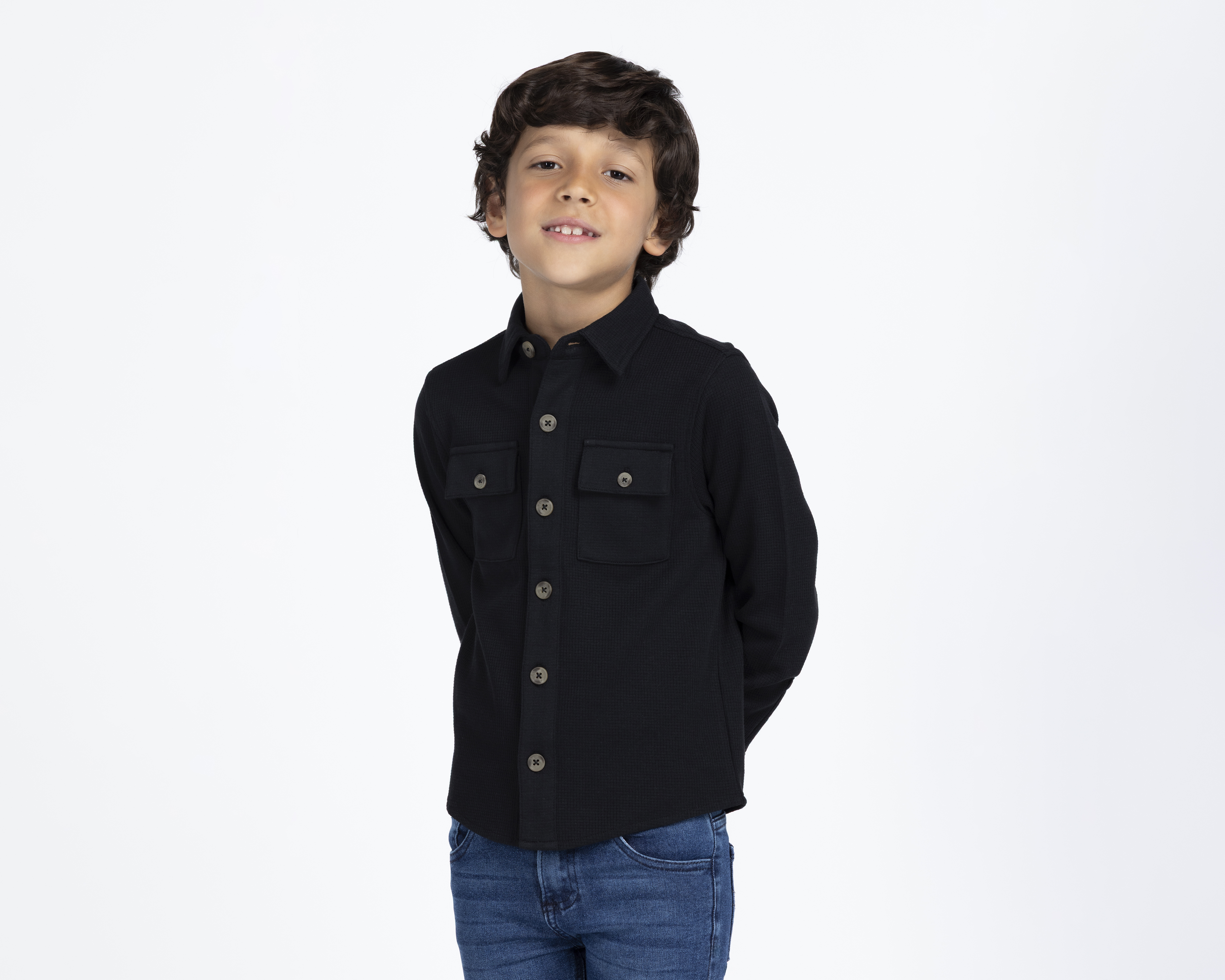 Sobrecamisa de Cuello Americano Negra Neo*City para Niño