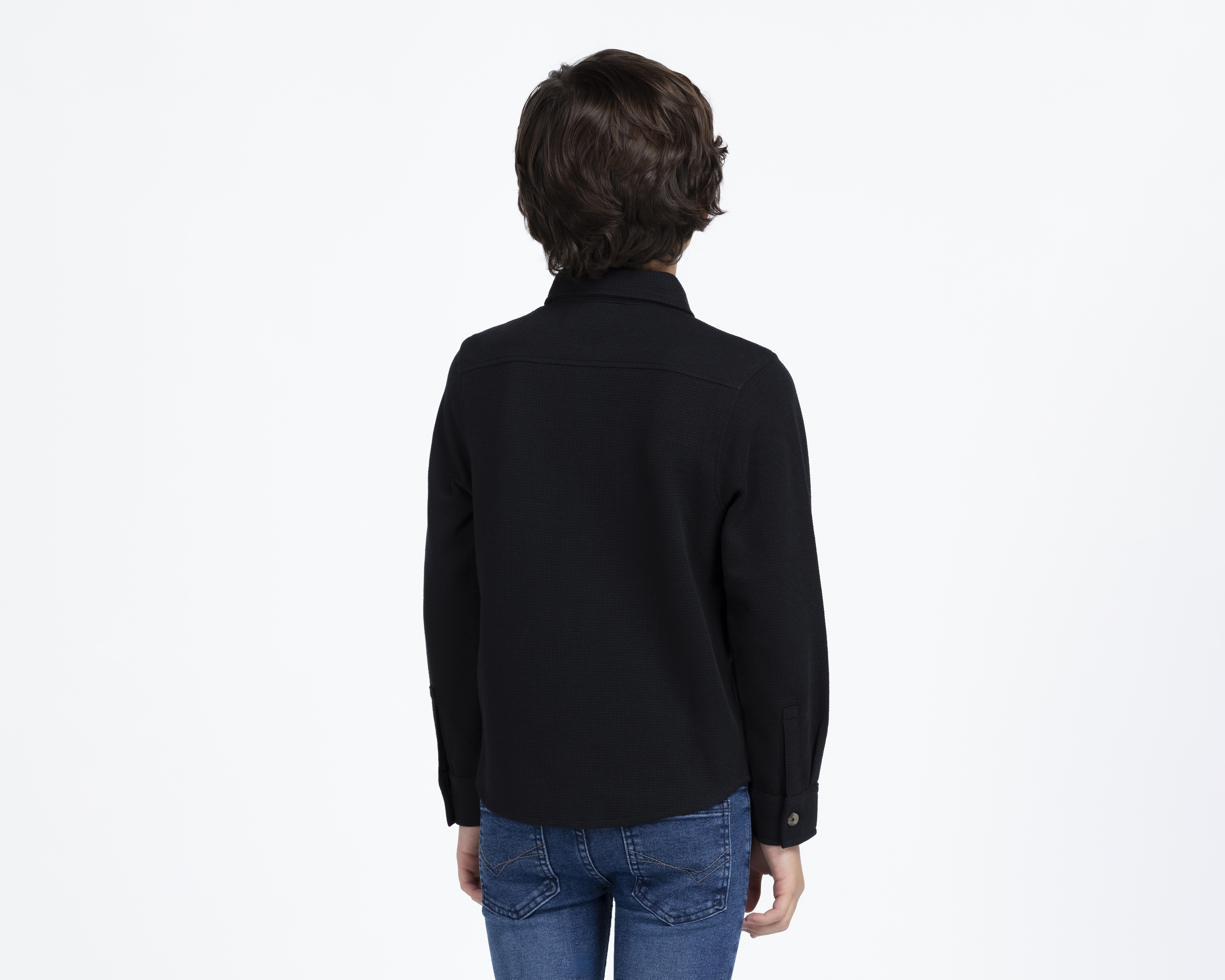 Foto 4 pulgar | Foto 3 | Sobrecamisa de Cuello Americano Negra Neo*City para Niño