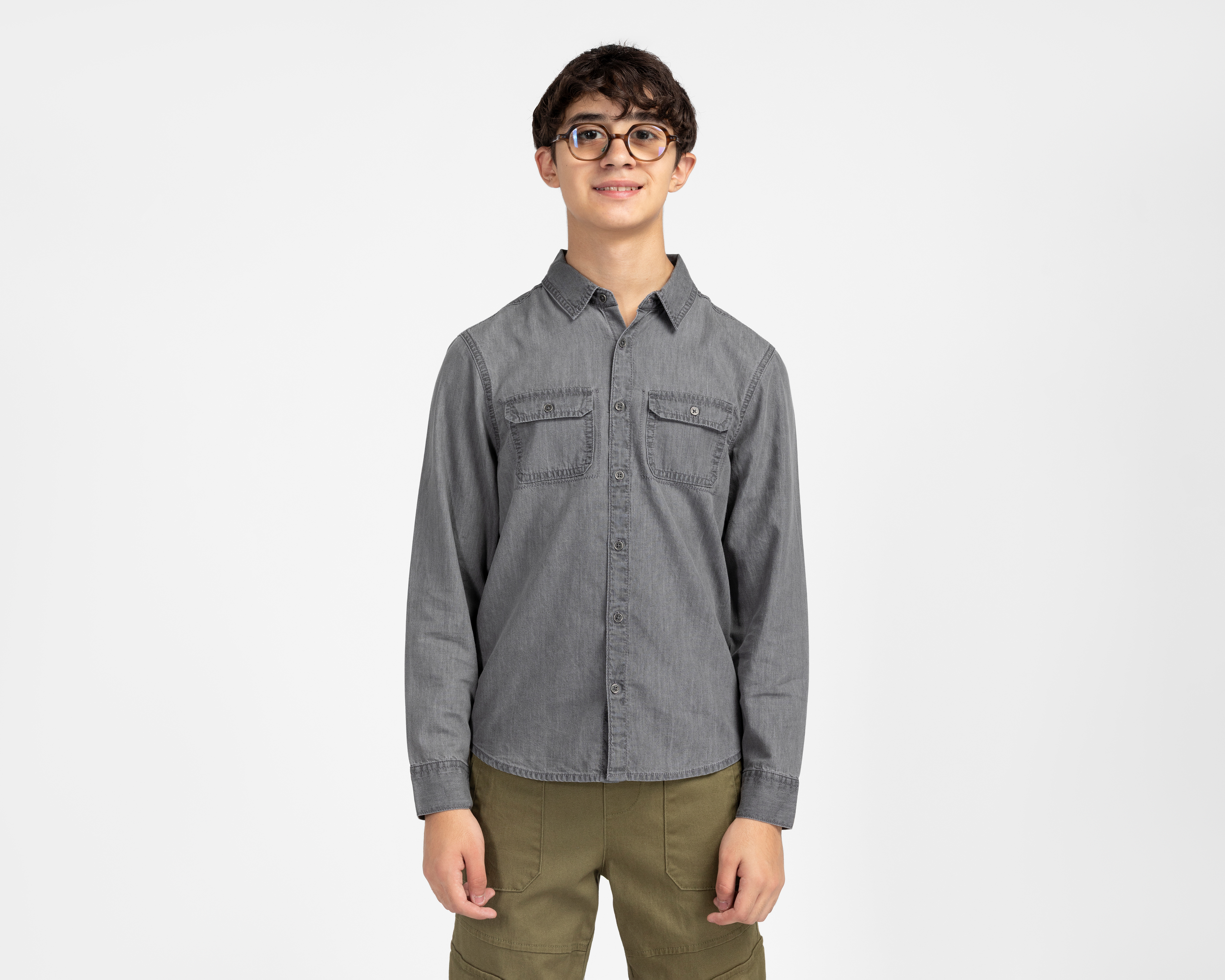 Foto 1 | Foto 1 | Camisa de Cuello Americano Gris Neo*City Juvenil