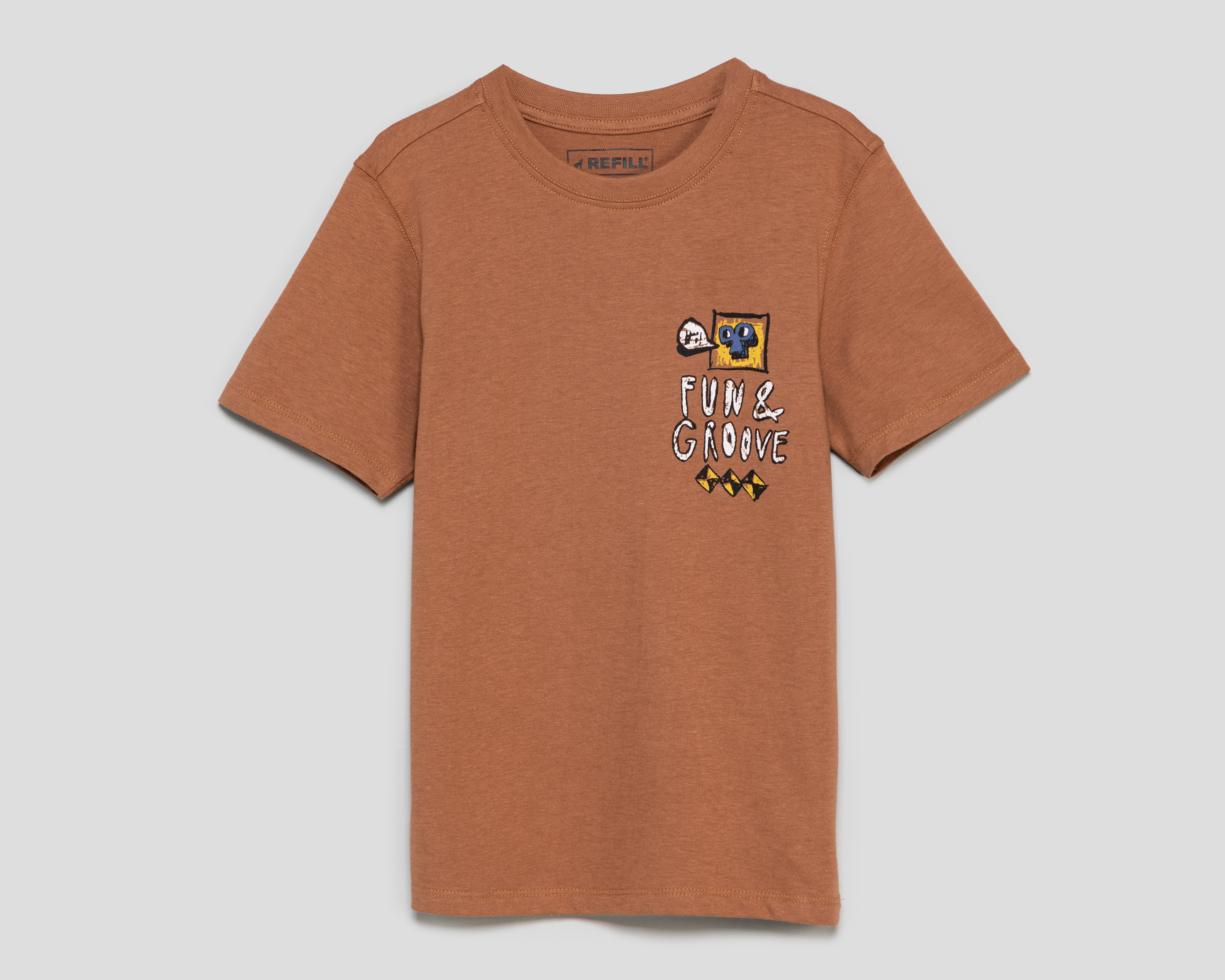 Playera de Cuello Redondo Café Refill para Niño