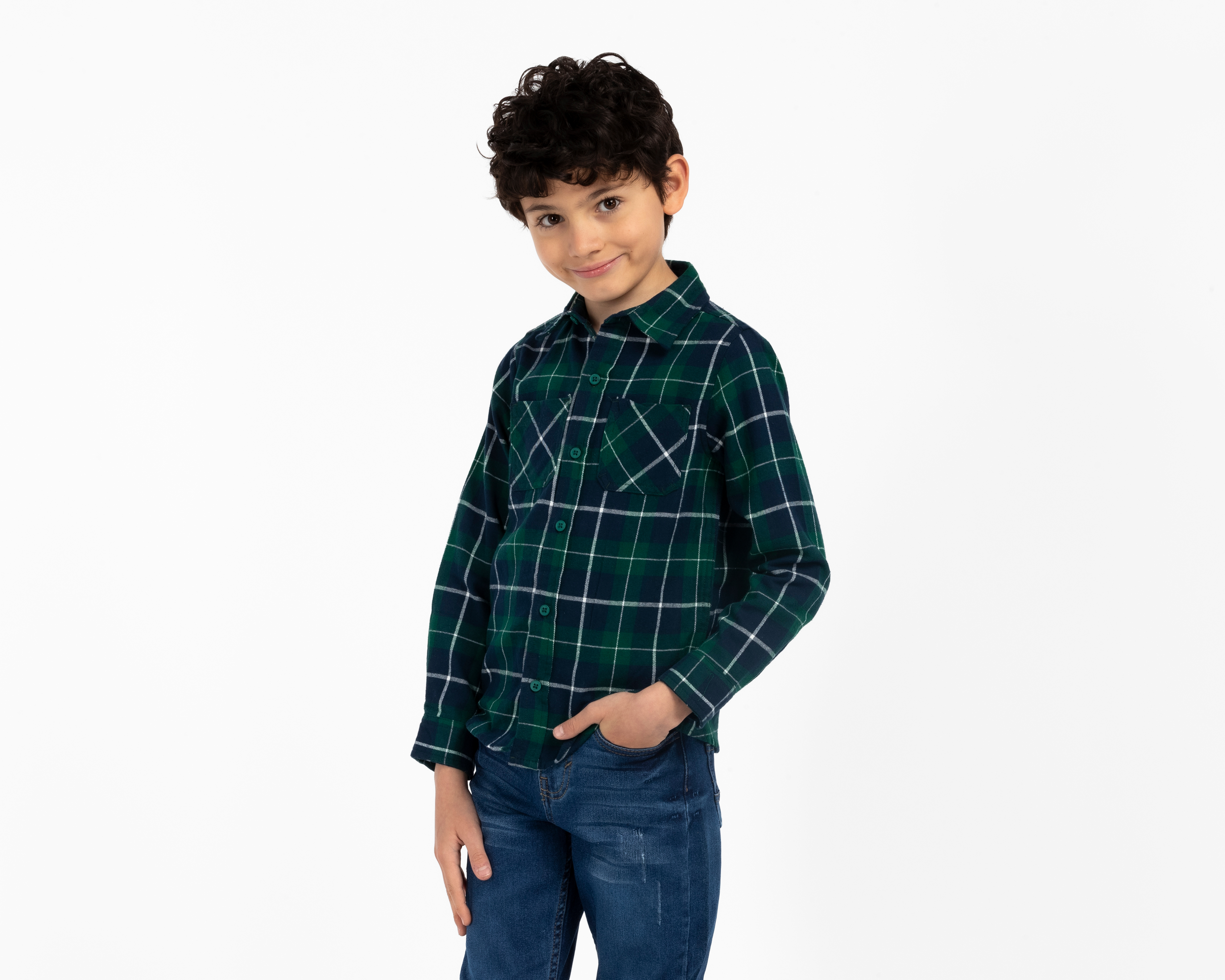 Camisa Cuello Americano Verde Refill para Niño