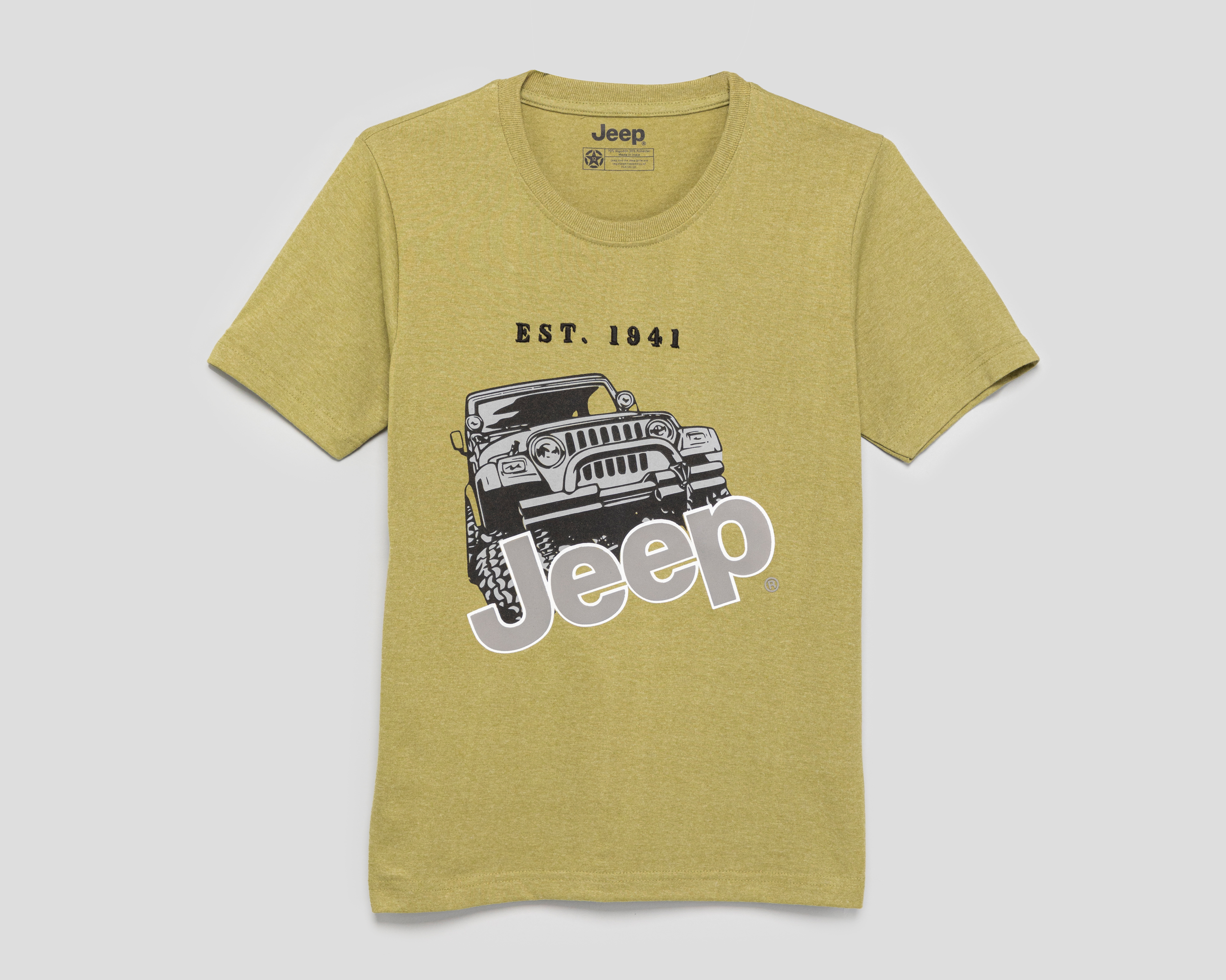Foto 2 pulgar | Foto 1 | Playera de Cuello Redondo Verde Jeep Juvenil
