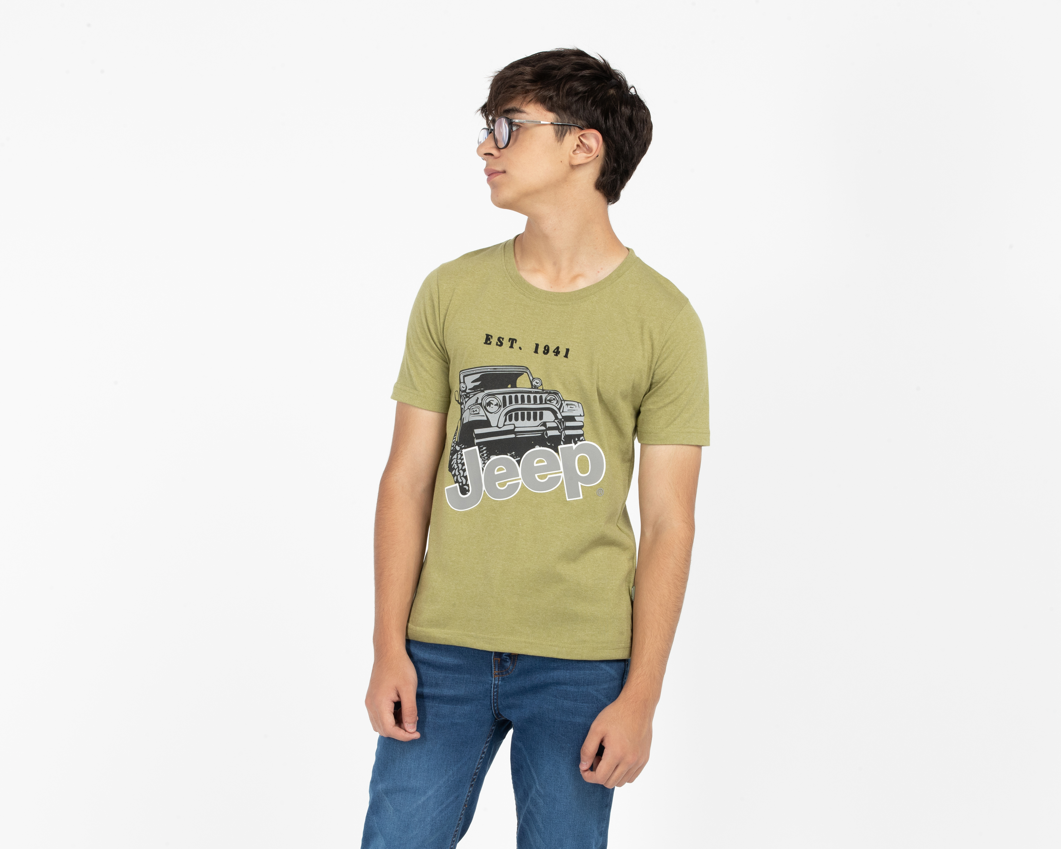 Playera de Cuello Redondo Verde Jeep Juvenil