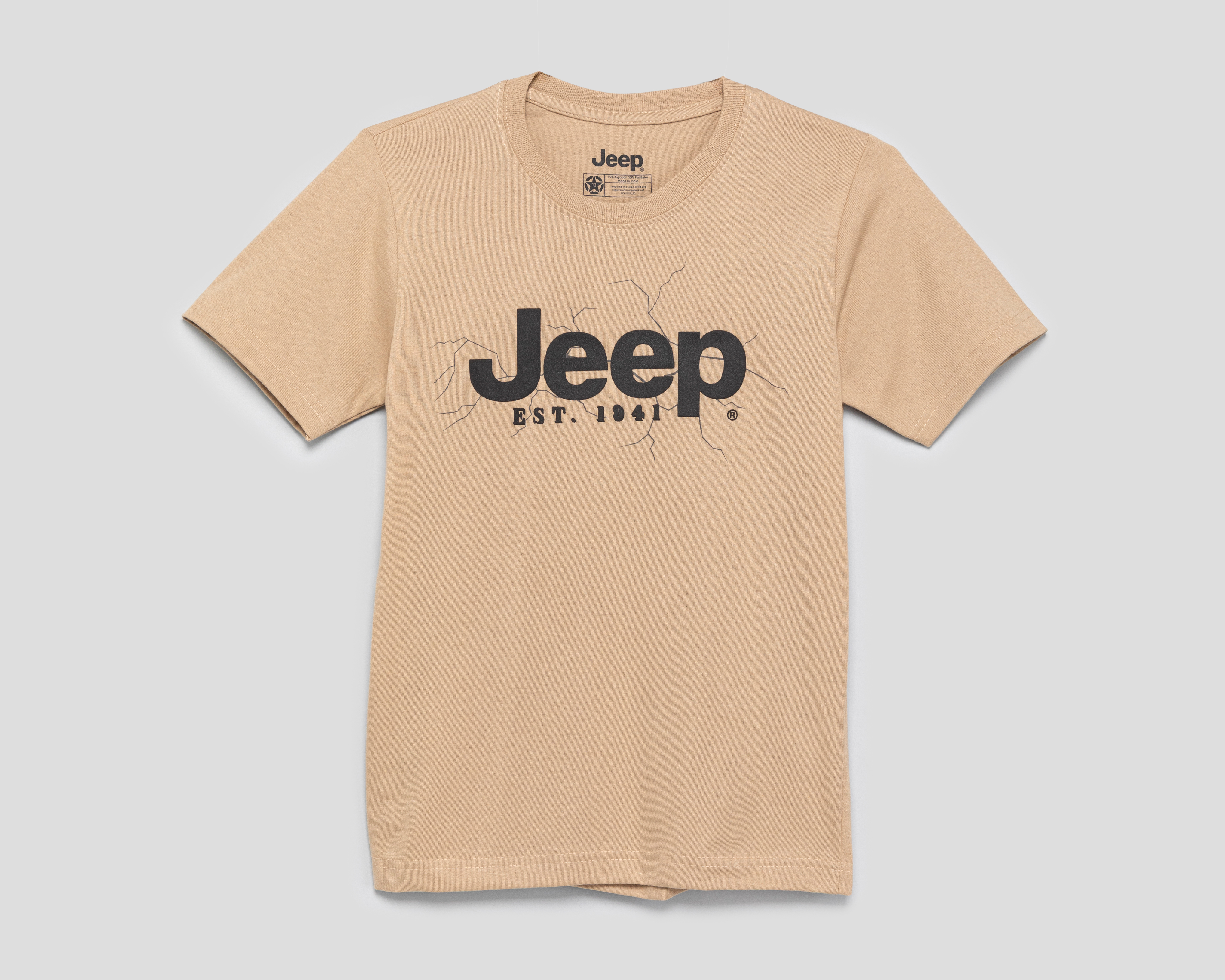 Foto 2 pulgar | Foto 1 | Playera de Cuello Redondo Caqui Jeep Juvenil