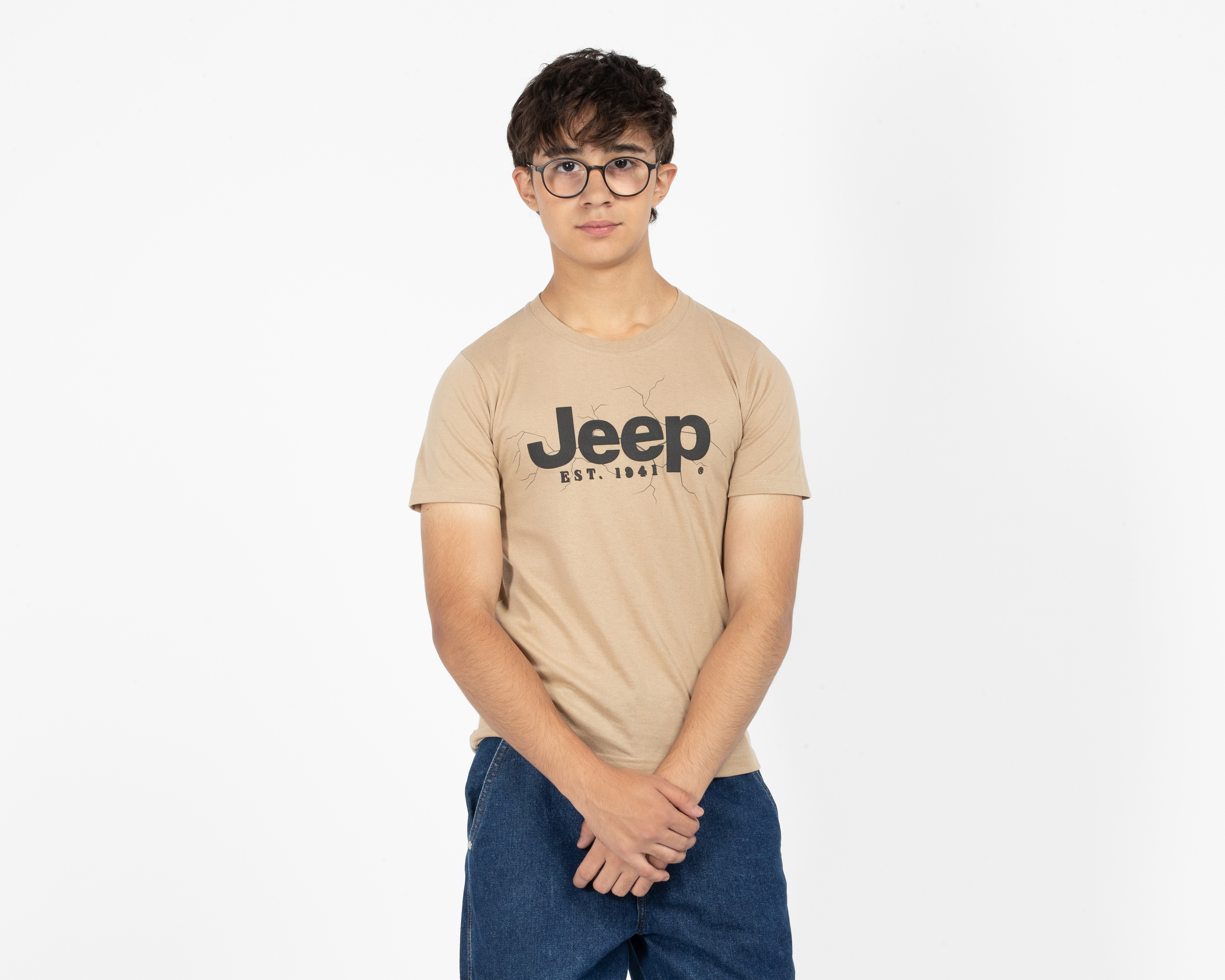Playera de Cuello Redondo Caqui Jeep Juvenil