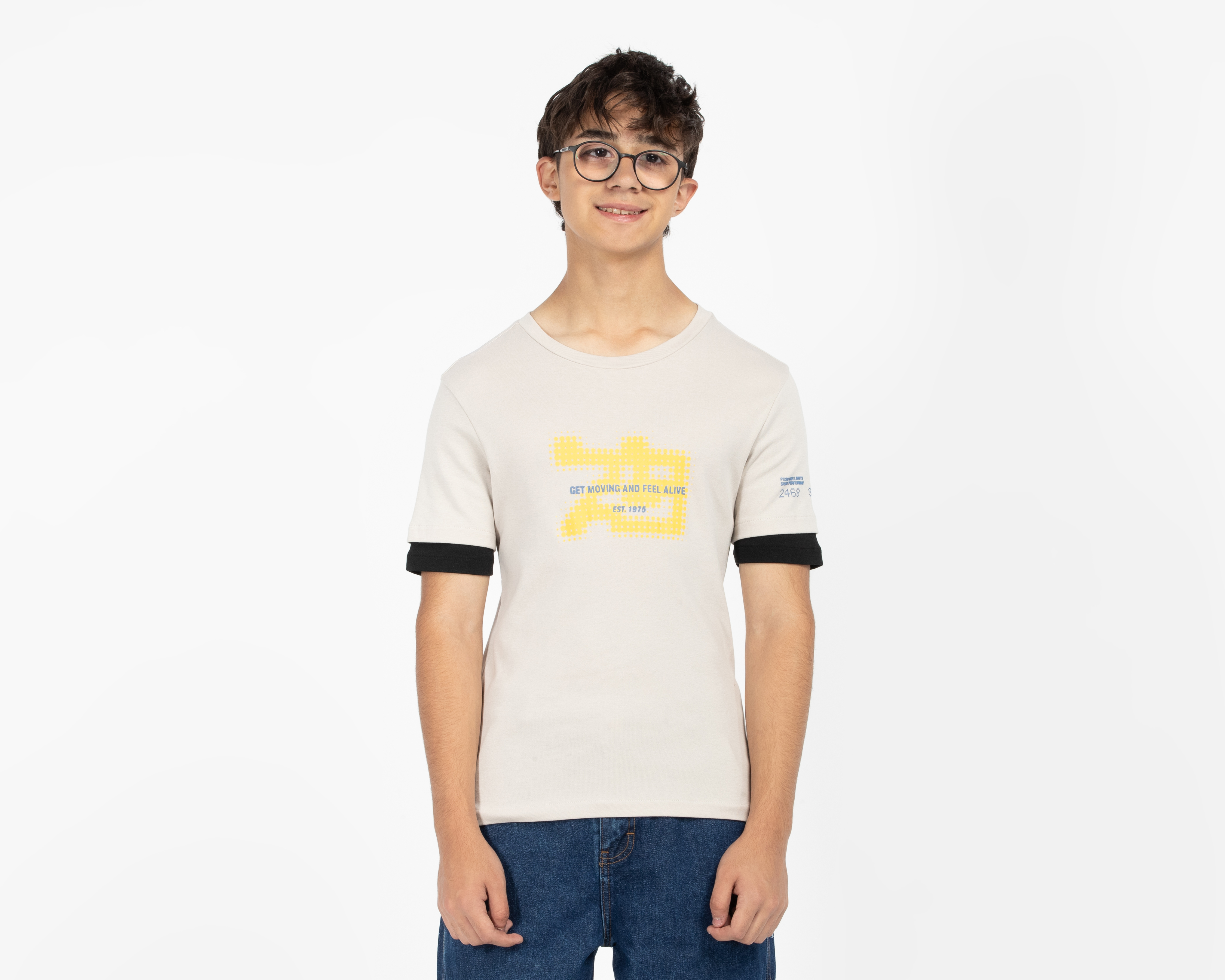 Playera de Cuello Redondo Crema Neo*City para Niño