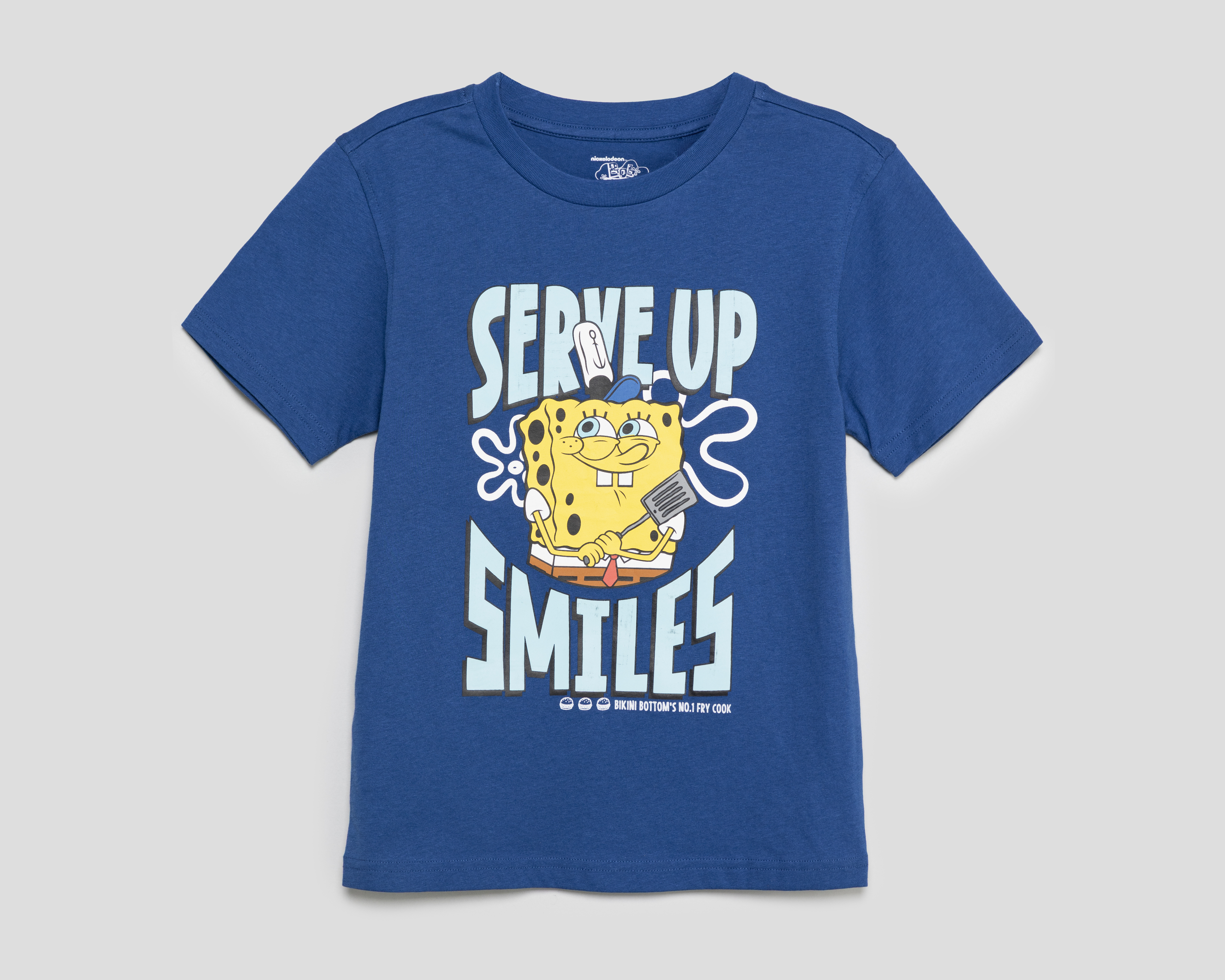 Foto 2 pulgar | Foto 1 | Playera de Cuello Redondo Azul Bob Esponja para Niño
