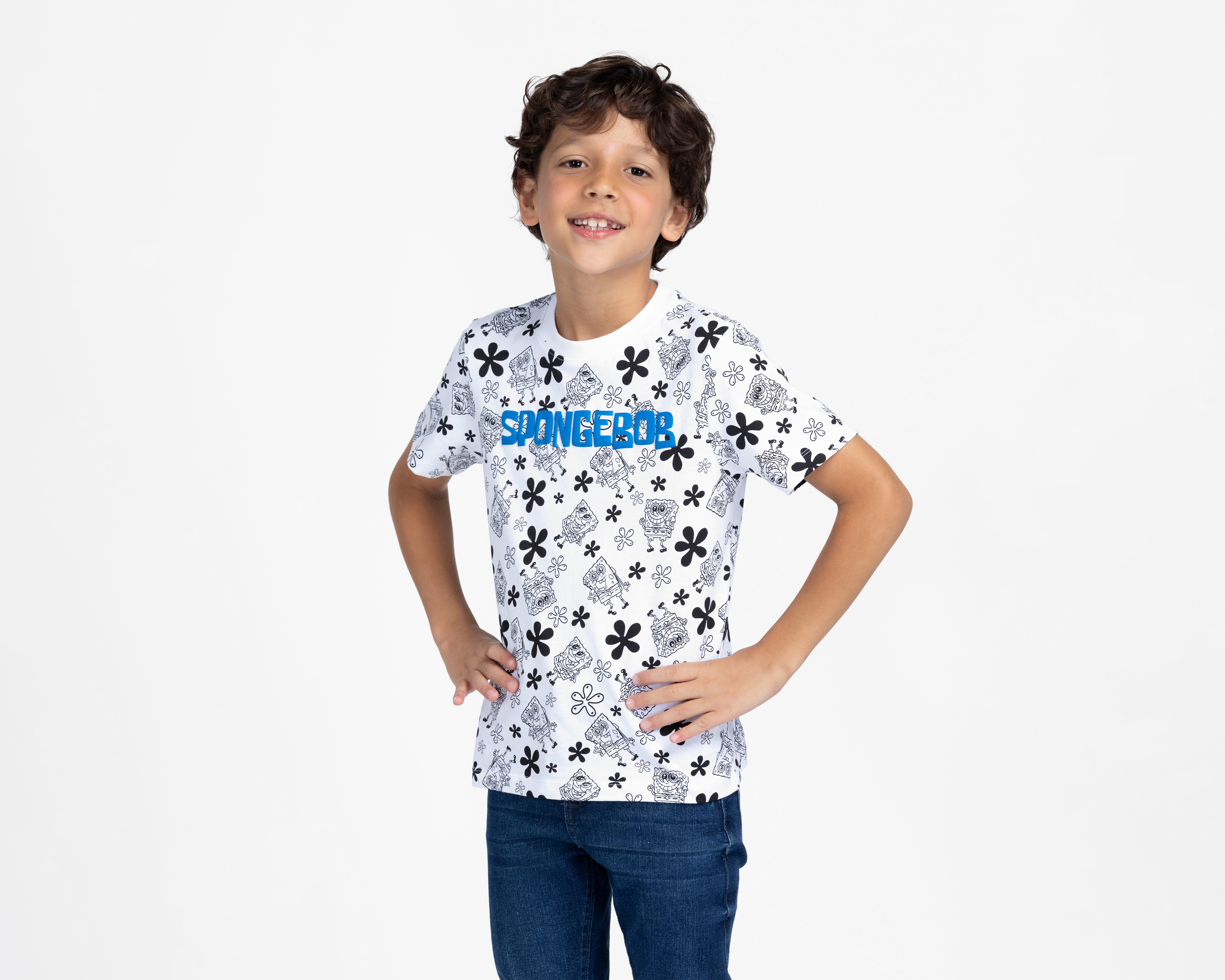 Foto 1 | Foto 1 | Playera de Cuello Redondo Blanca Bob Esponja para Niño