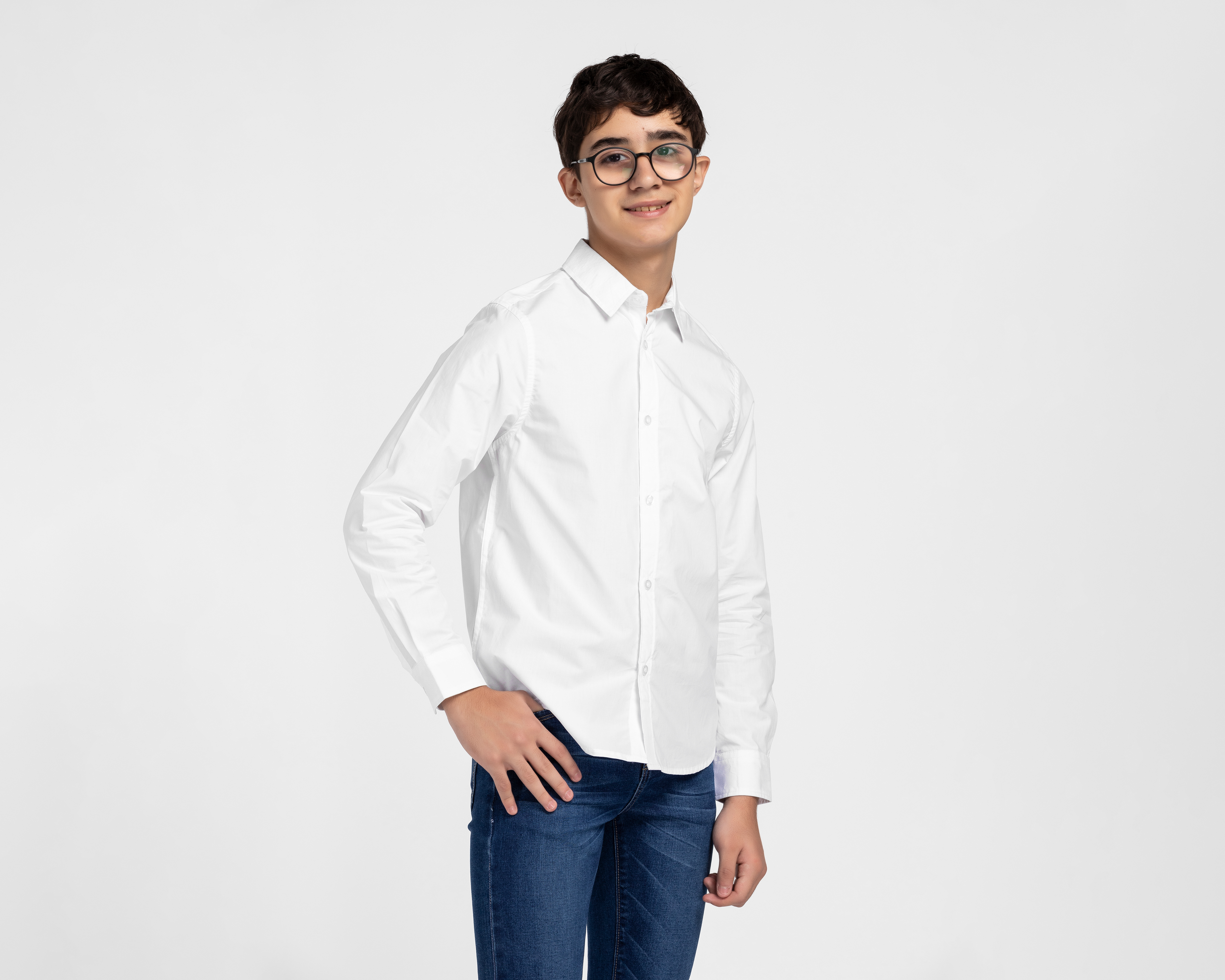 Camisa Cuello Americano Blanca Refill para Niño
