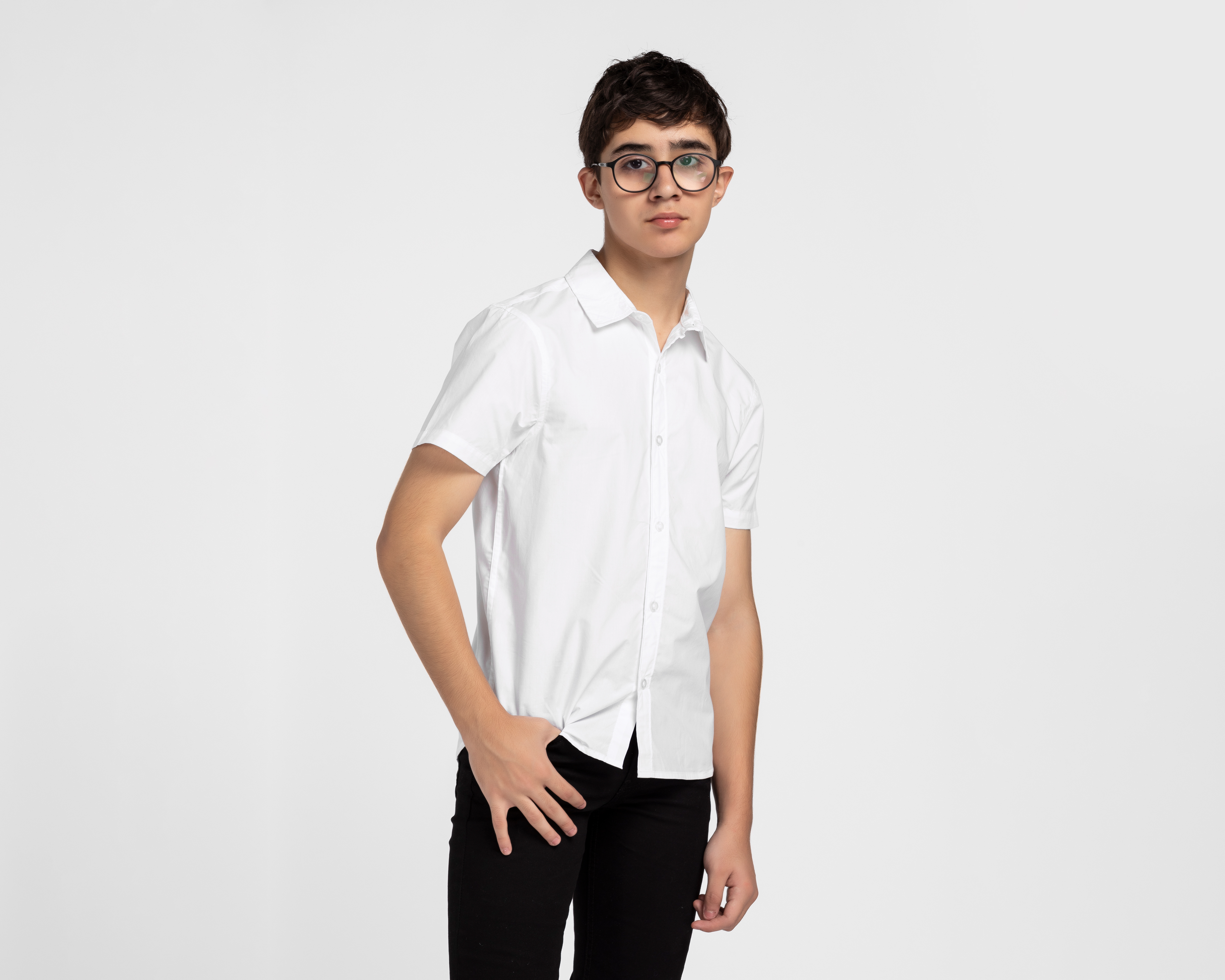 Camisa de Cuello Americano Blanca Refill para Niño