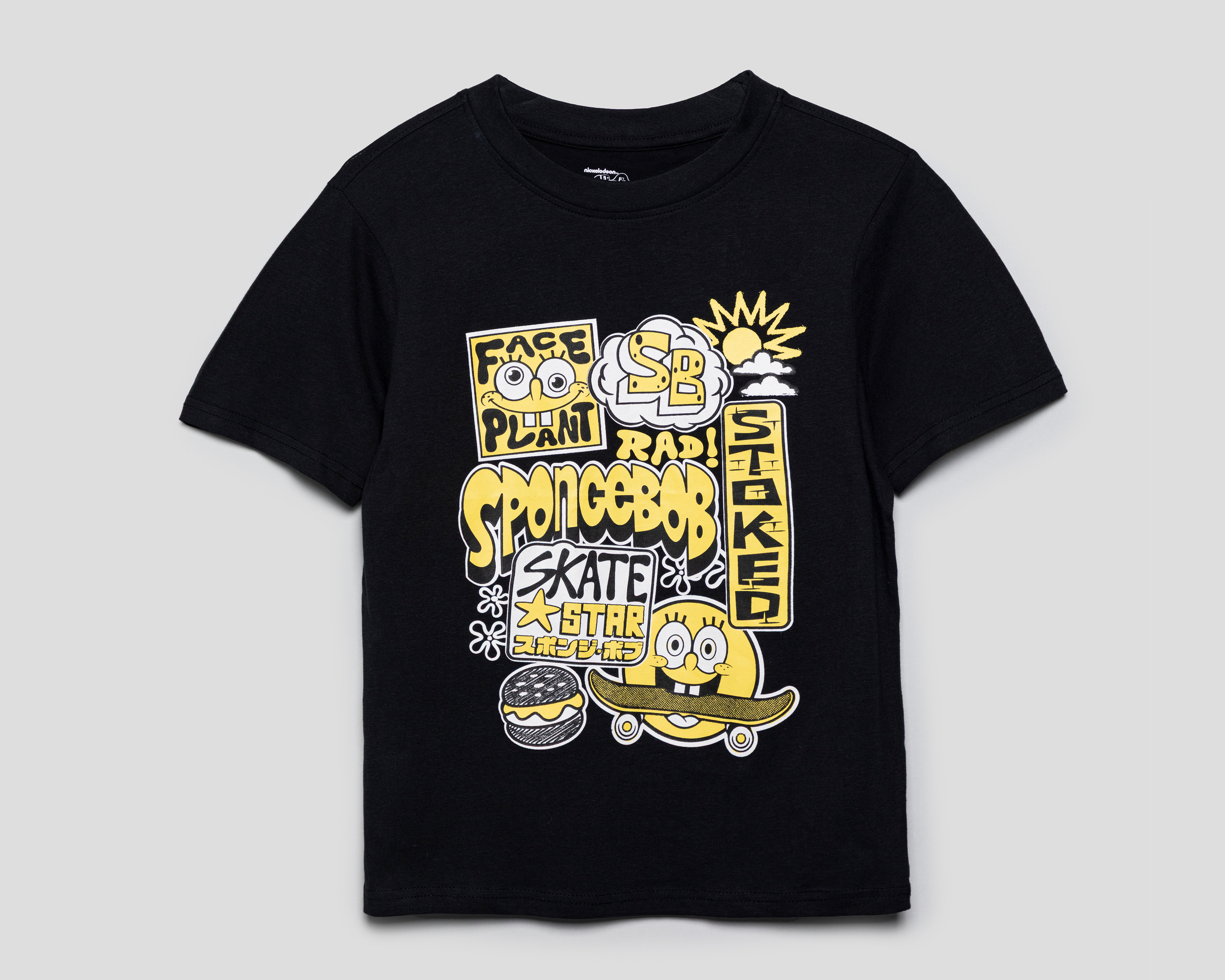 Playera de Cuello Redondo Negro Bob Esponja Juvenil