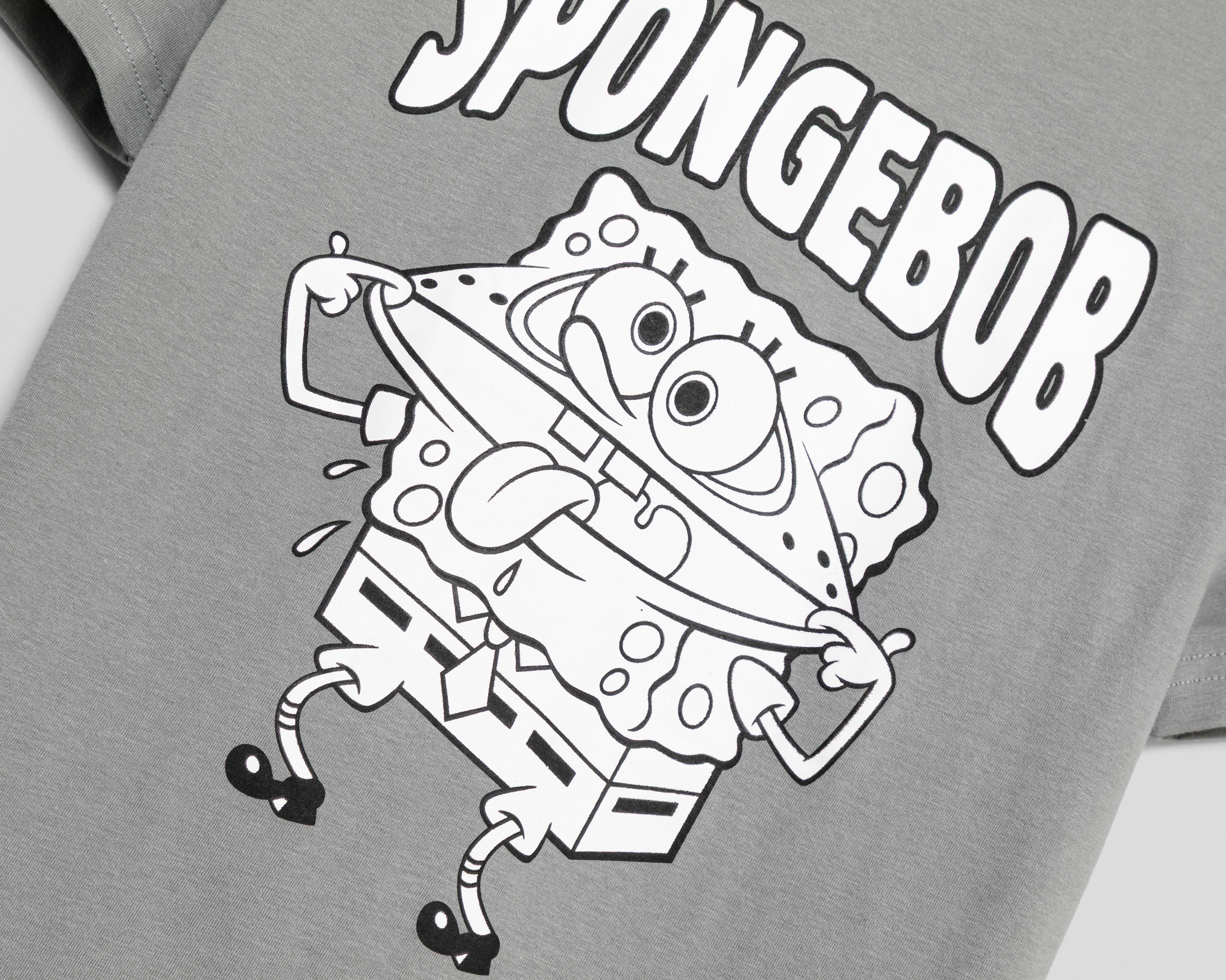 Foto 4 pulgar | Foto 3 | Playera de Cuello Redondo Gris Bob Esponja Juvenil