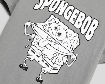 Foto 3 | Foto 3 | Playera de Cuello Redondo Gris Bob Esponja Juvenil