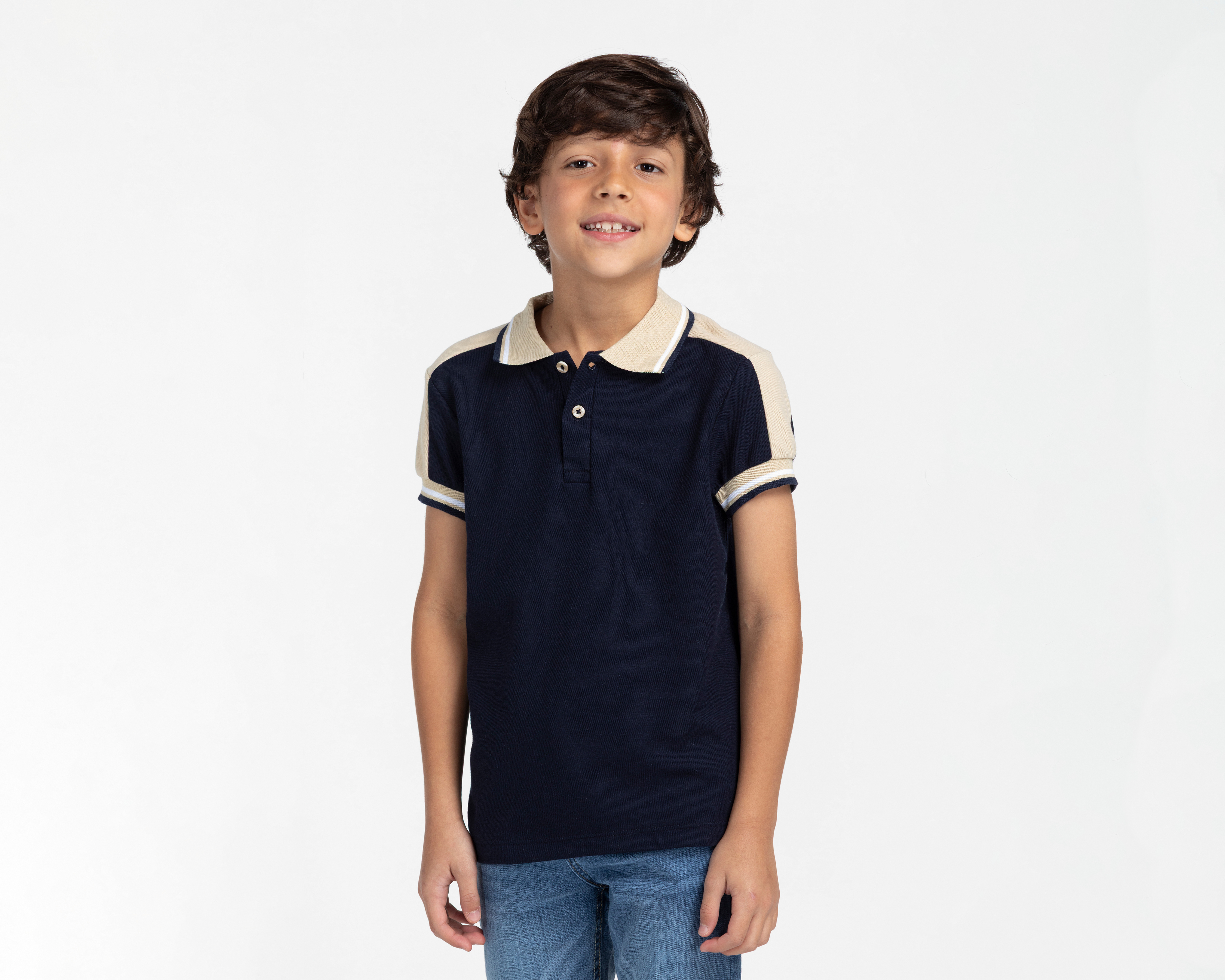 Foto 1 | Foto 1 | Playera Polo Refill Manga Corta Azul Marino para Niño