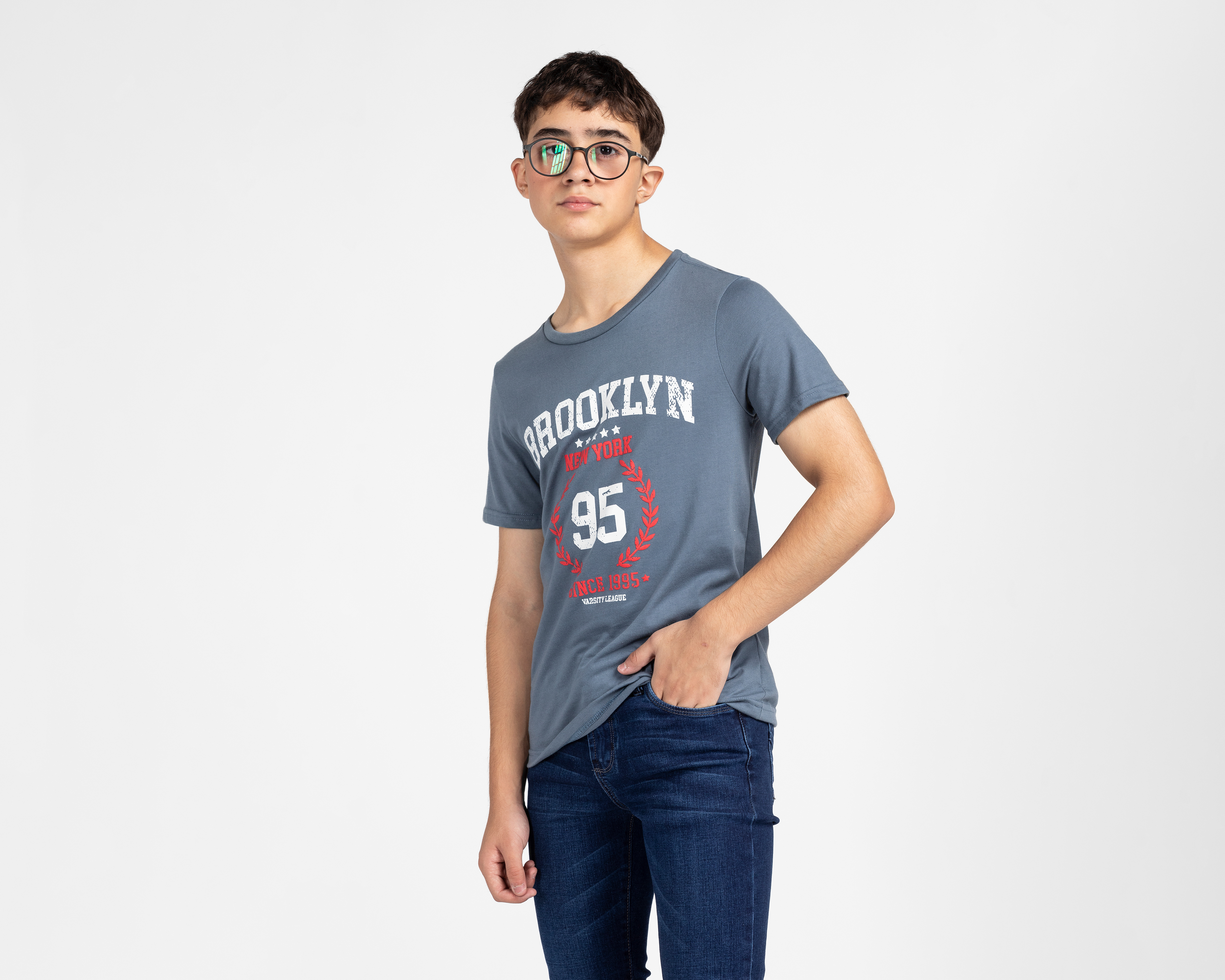 Playera de Cuello Redondo Azul Refill Juvenil