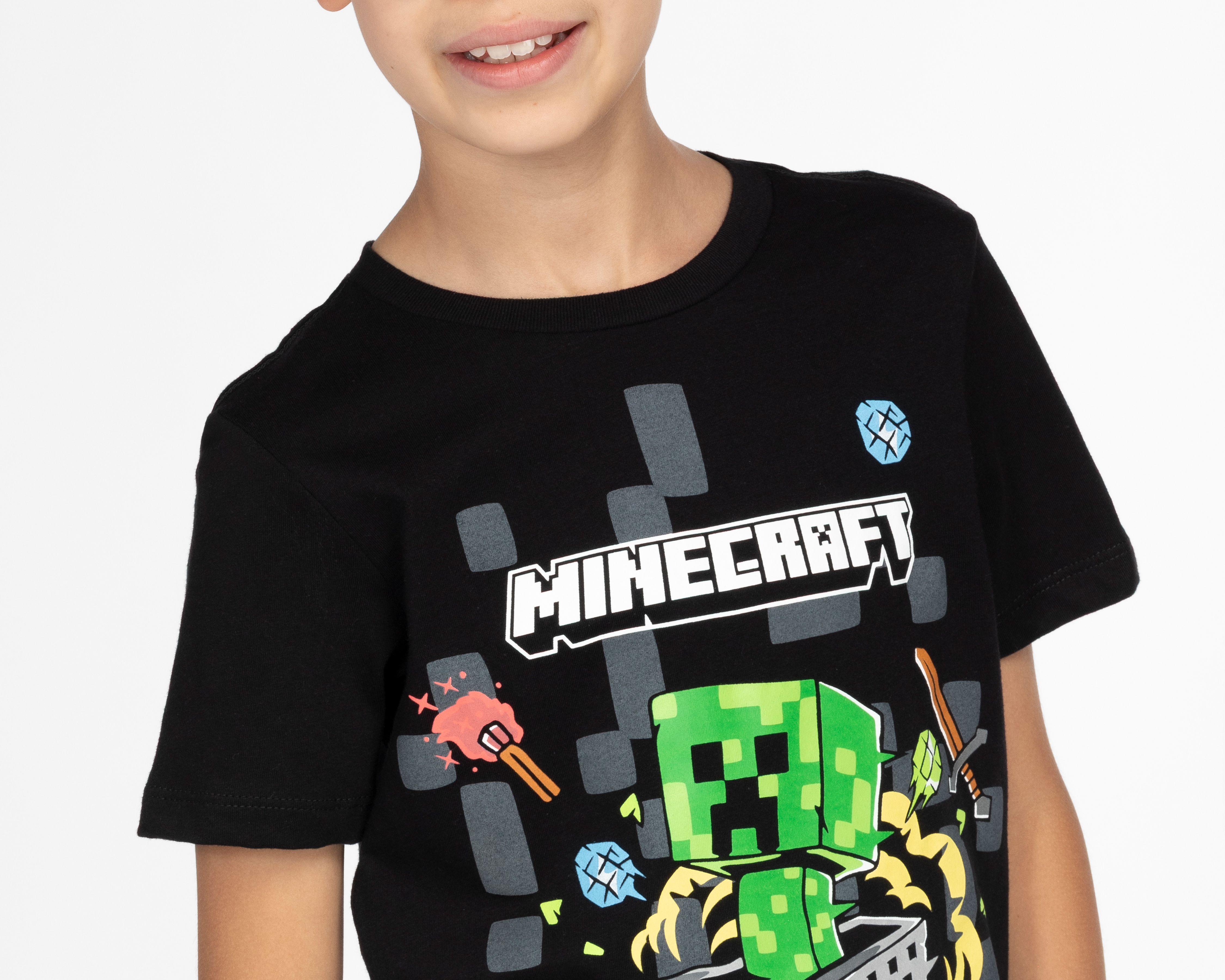Foto 5 pulgar | Foto 4 | Playera de Cuello Redondo Negra Minecraft para Niño