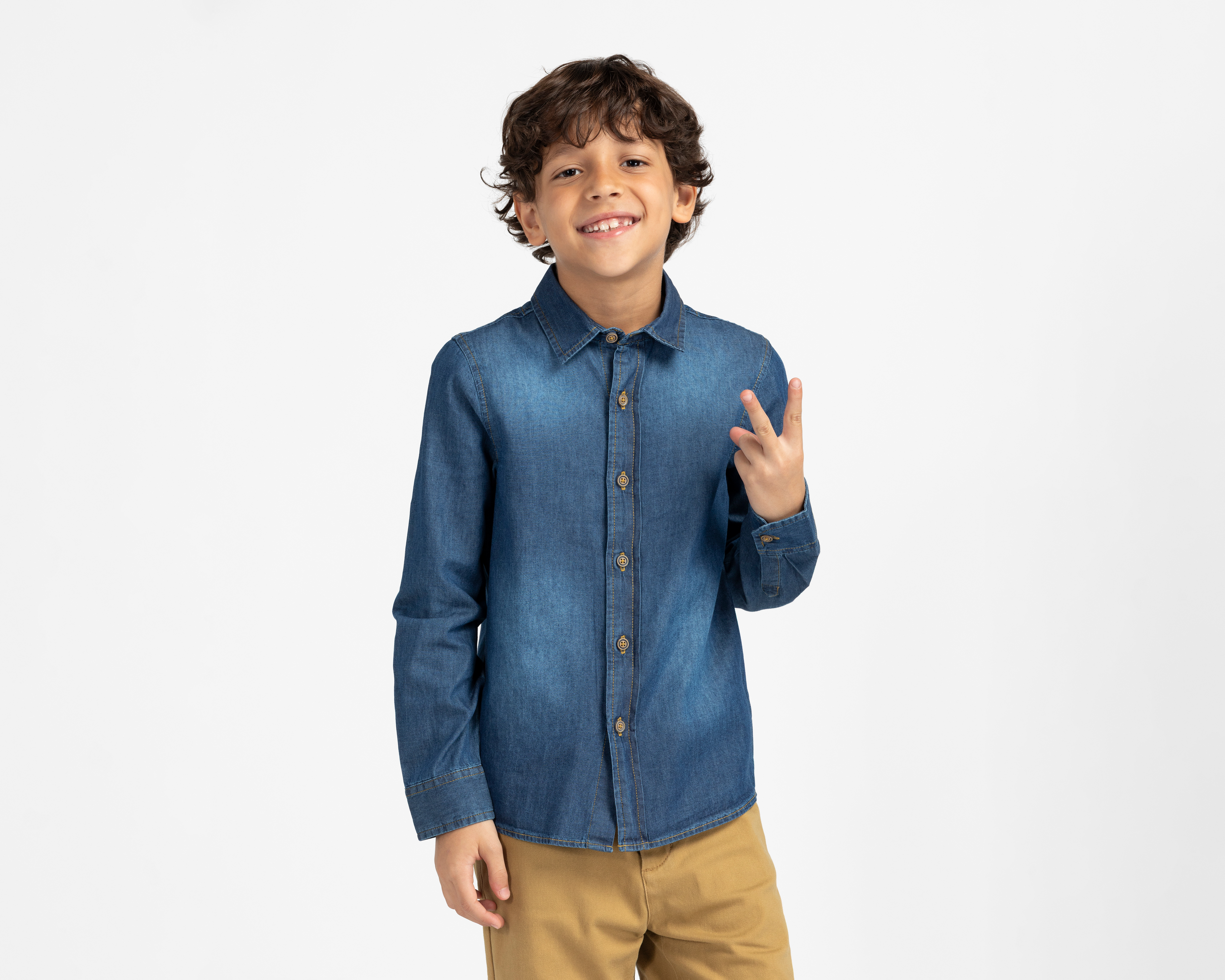 Foto 1 | Foto 1 | Camisa Cuello Americano Azul Refill para Niño