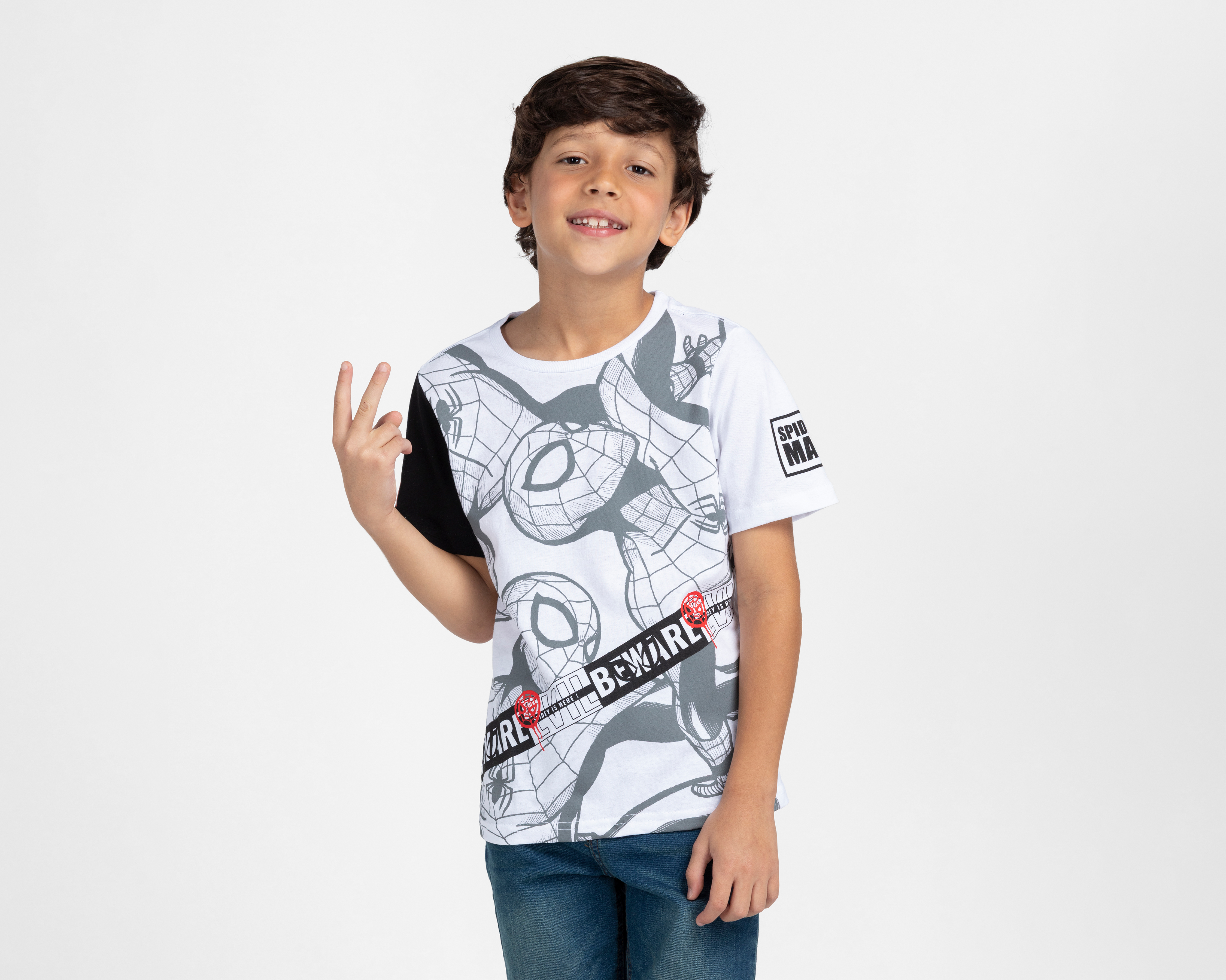 Playera Cuello Redondo Blanca Marvel Spider-Man para Niño